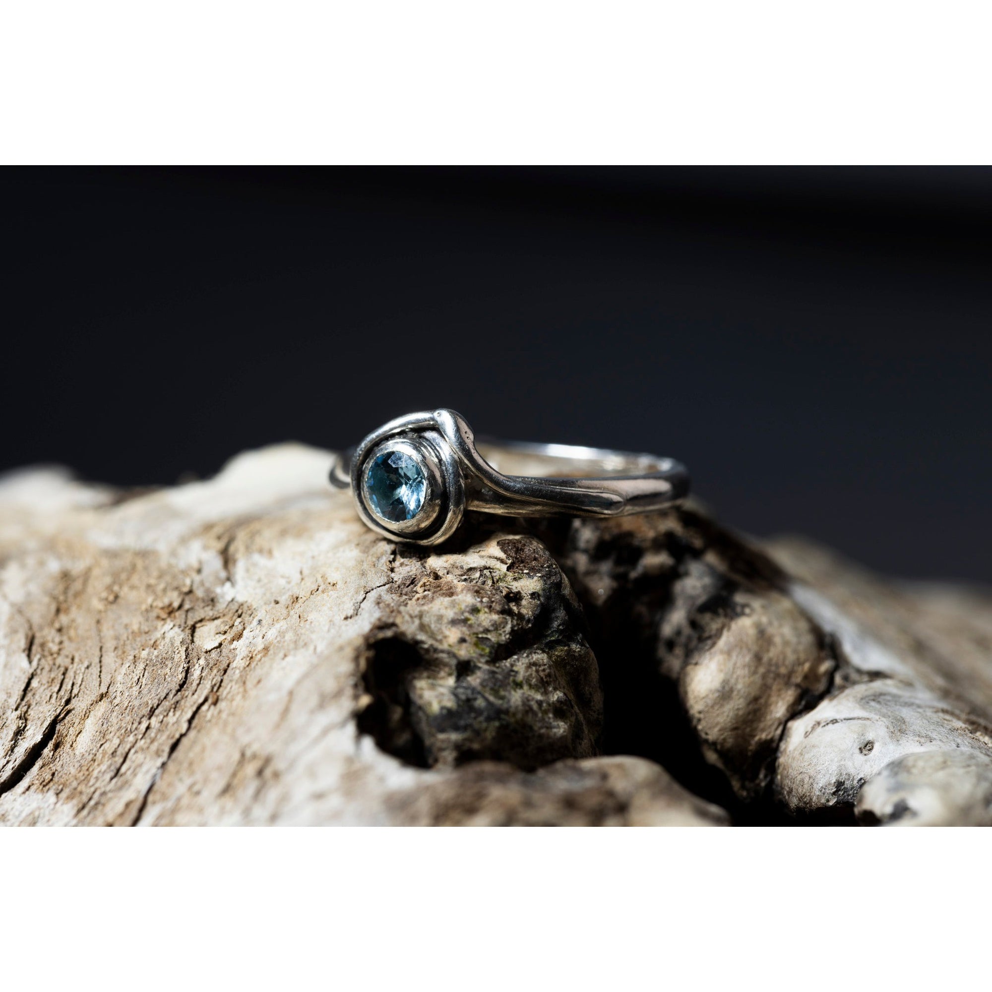 'SA R36 Silver ring with Topaz' by Sandra Austin jewellery, available at Padstow Gallery, Cornwall