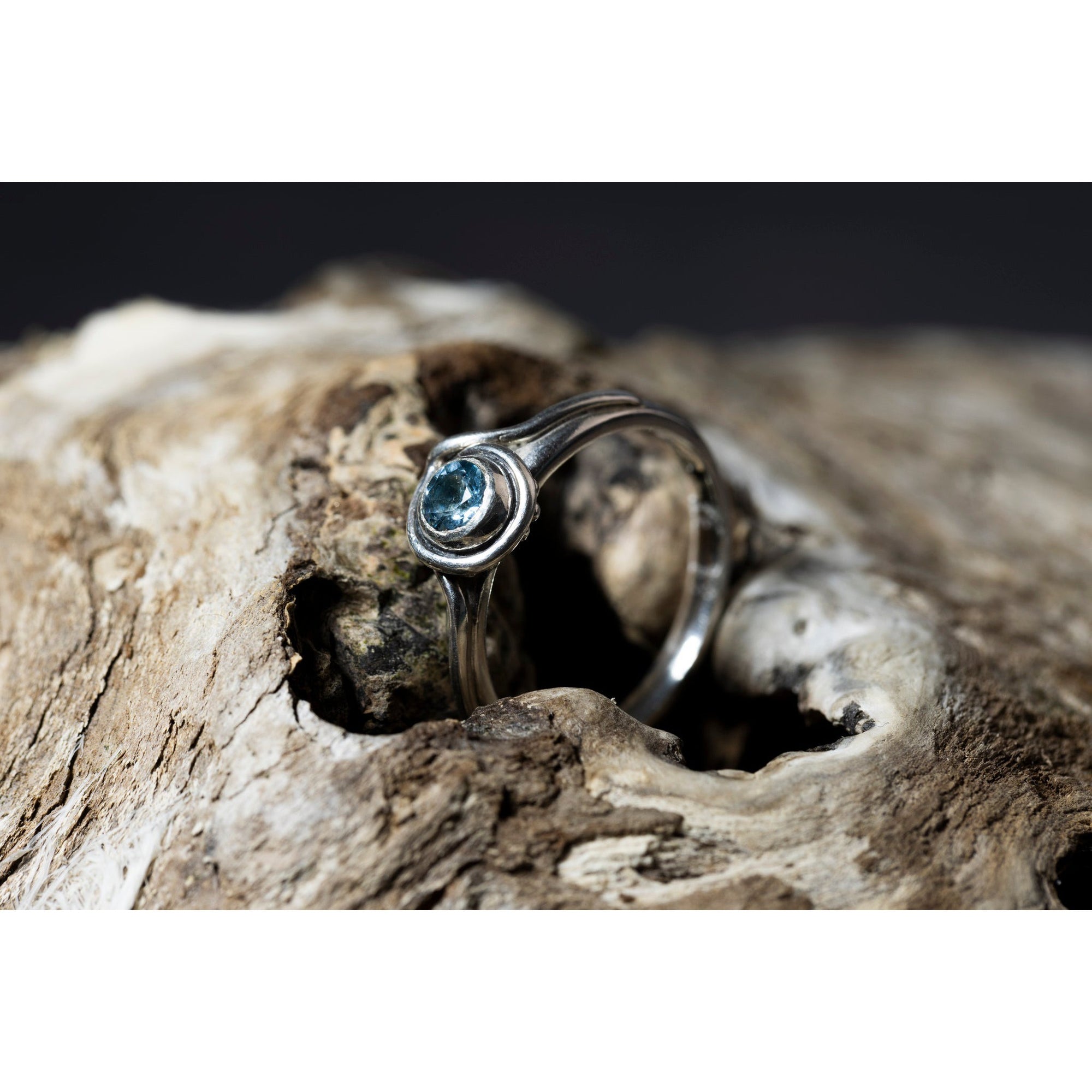 'SA R36 Silver ring with Topaz' by Sandra Austin jewellery, available at Padstow Gallery, Cornwall