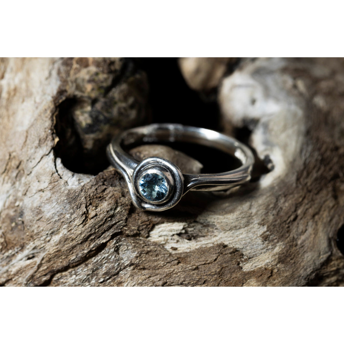 &#39;SA R36 Silver ring with Topaz&#39; by Sandra Austin jewellery, available at Padstow Gallery, Cornwall