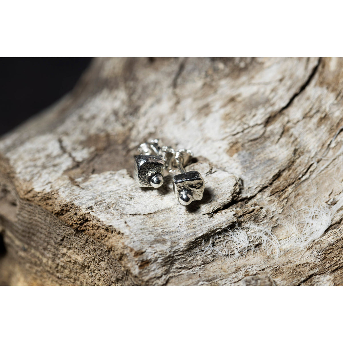 SA Ea136 Silver cube stud earrings&#39; by Sandra Austin jewellery, available at Padstow Gallery, Cornwall