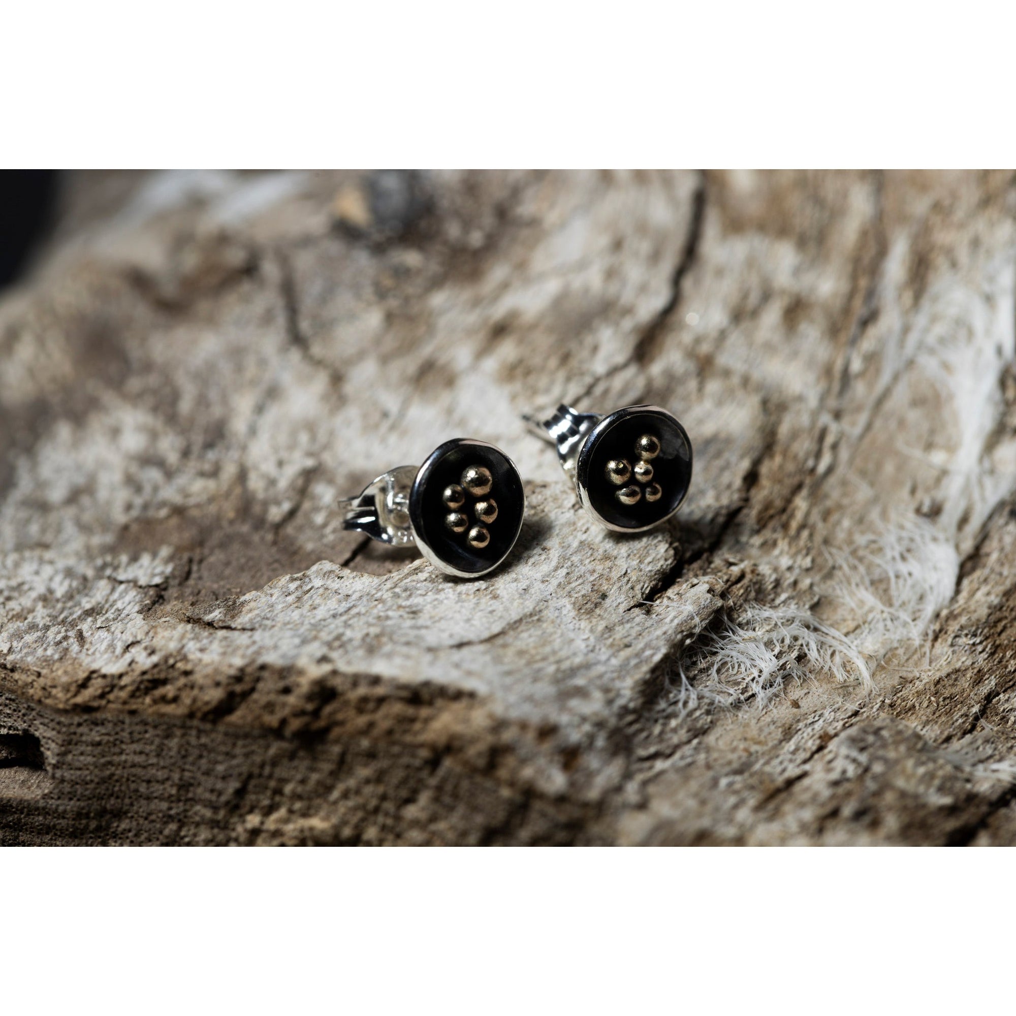 SA Ea157 Silver domed stud earrings' by Sandra Austin jewellery, available at Padstow Gallery, Cornwall