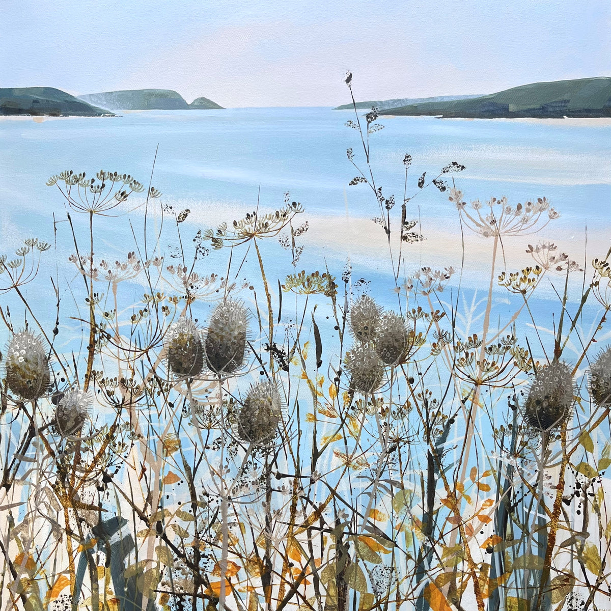 Camel Trail, Autumn mixed media original painting by Claire Henley, available at Padstow Gallery, Cornwall