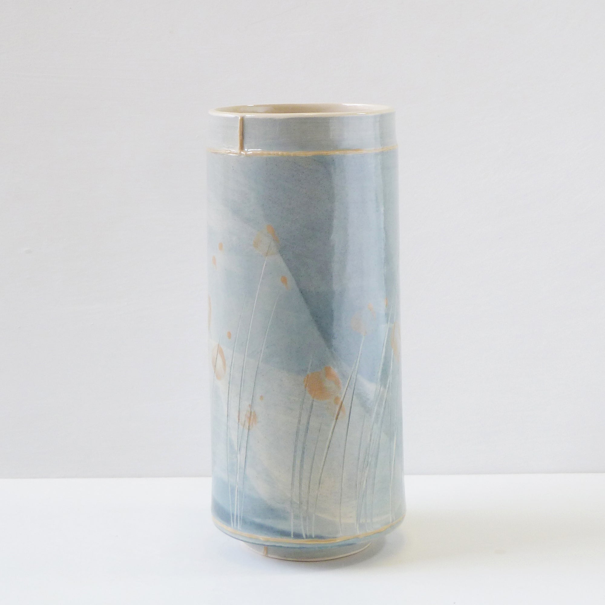 Slim Vase (MV146), handbuilt ceramic created by Emily-Kriste Wilcox, available from Padstow Gallery, Cornwall