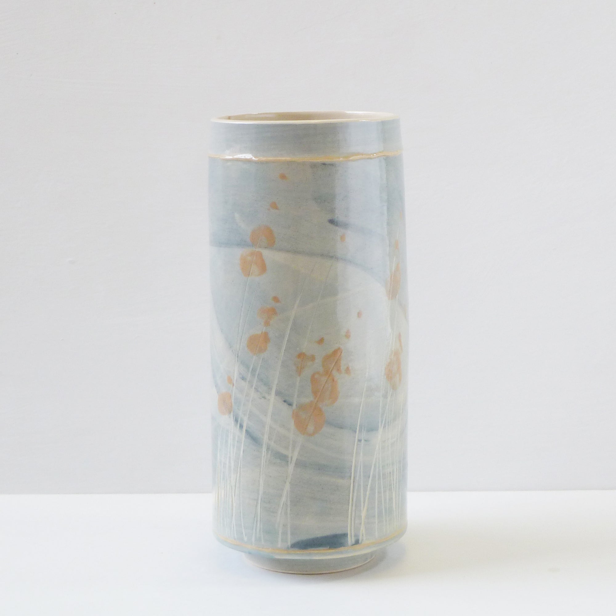 Slim Vase (MV147), handbuilt ceramic created by Emily-Kriste Wilcox, available from Padstow Gallery, Cornwall