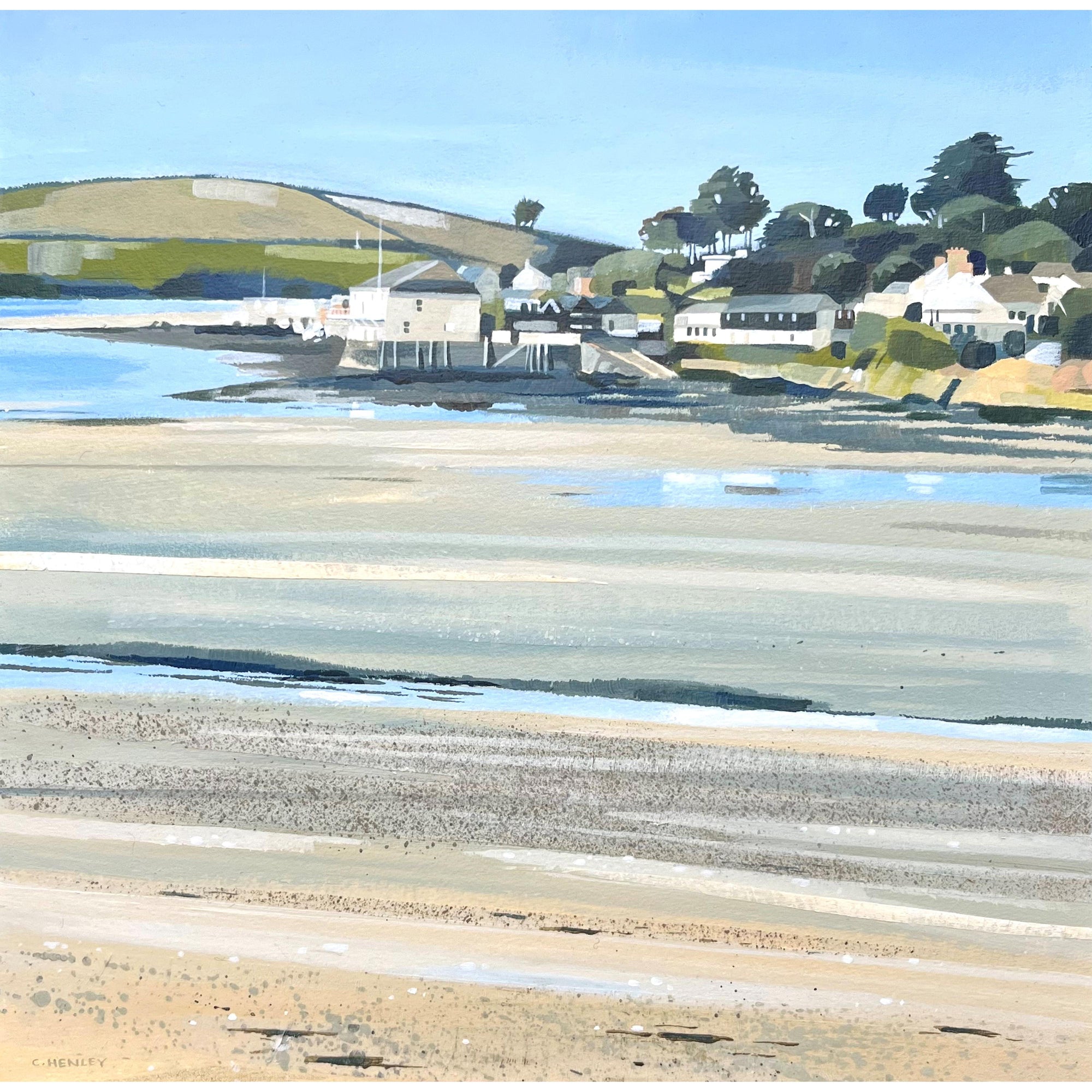 Empty Beach, Porthilly by Claire Henley, available at Padstow Gallery, Cornwall