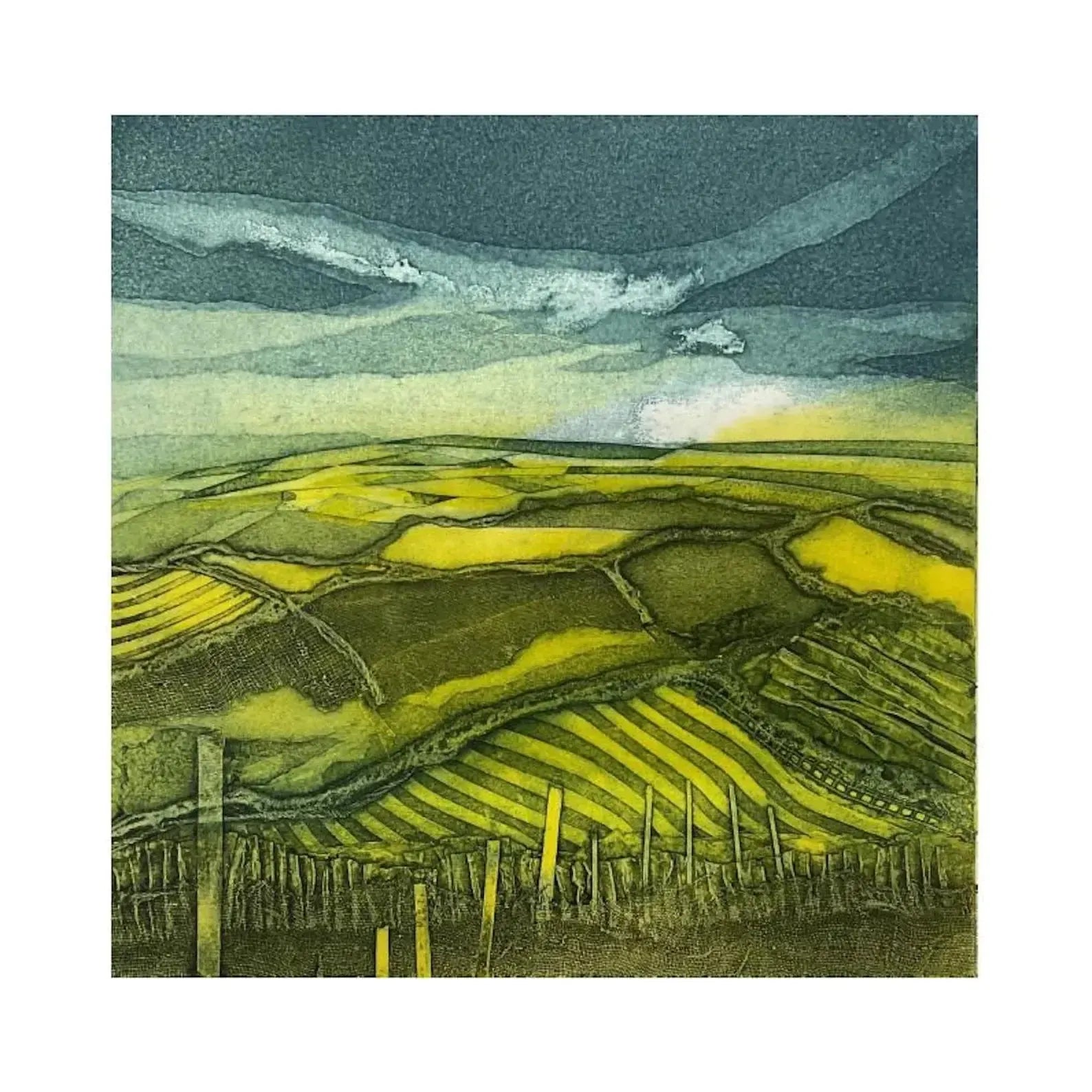 From Here to Eternity, collagraph, by Sarah Ross-Thompson, available at Padstow Gallery, Cornwall