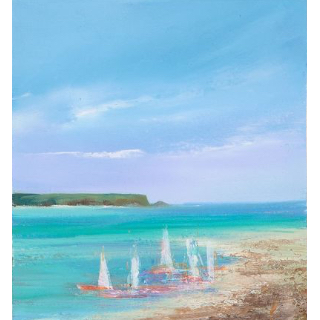&#39;Light to Moderate Winds&#39; oil on paper original by Amanda Hoskin, available at Padstow Gallery, Cornwall