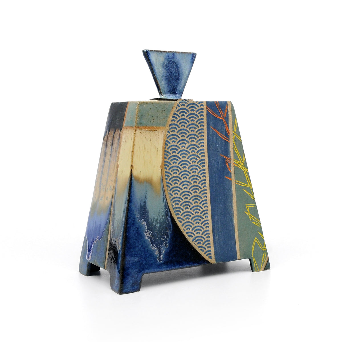 MK58 Pyramid Box By Miae Kim ceramics available at Padstow Gallery, Cornwall