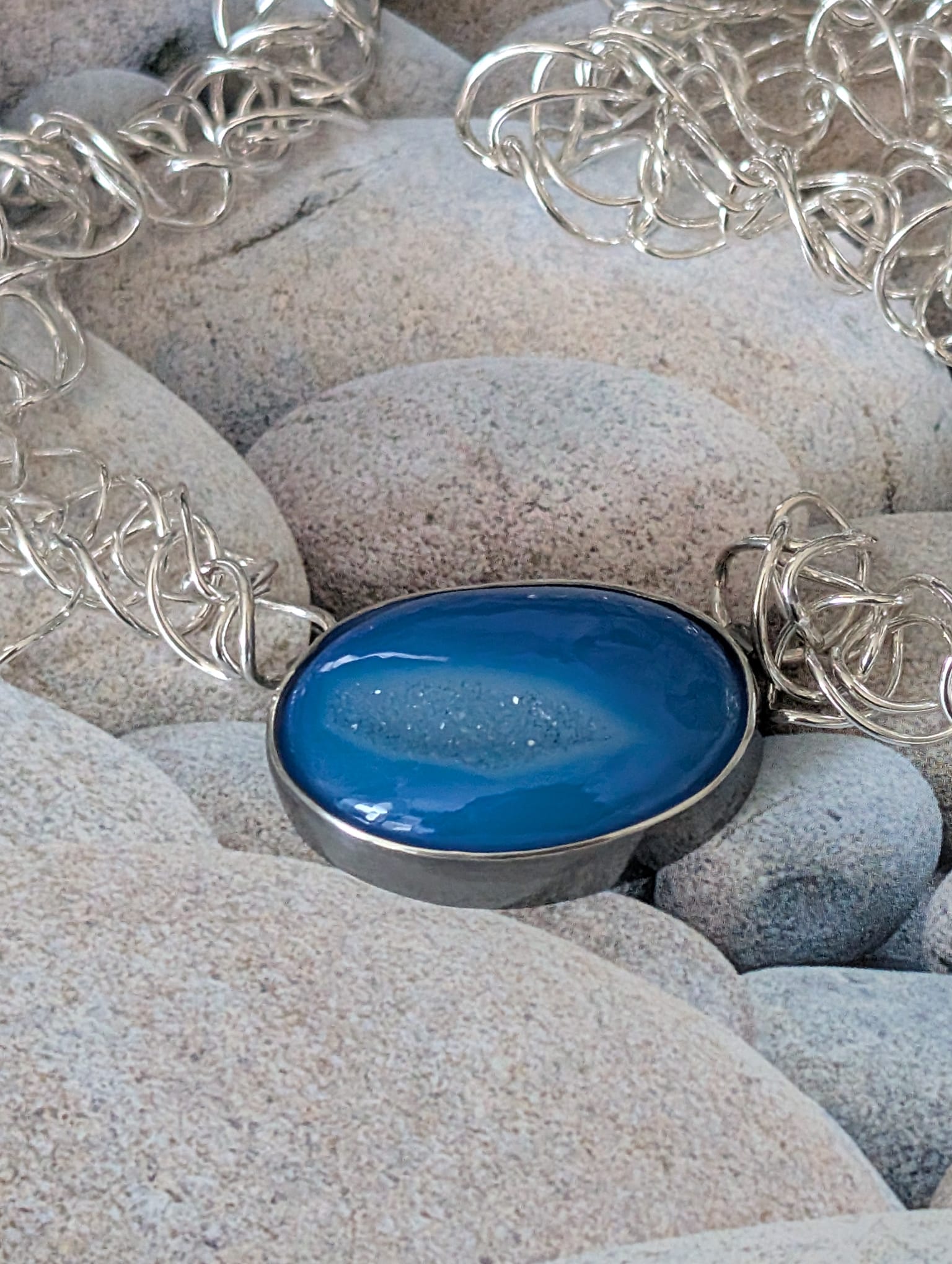 SA N66 Druze Agate multi link chain necklace