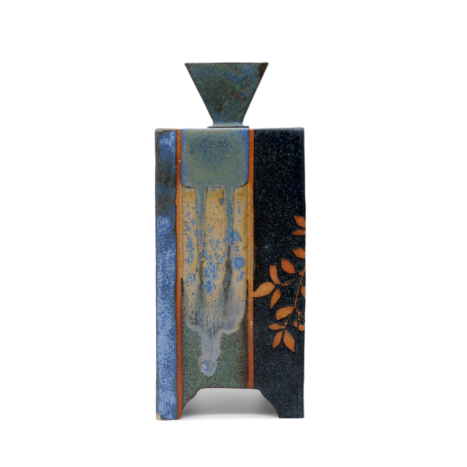 MK51 Dojagi Box with brass kintsugi By Miae Kim ceramics available at Padstow Gallery, Cornwall