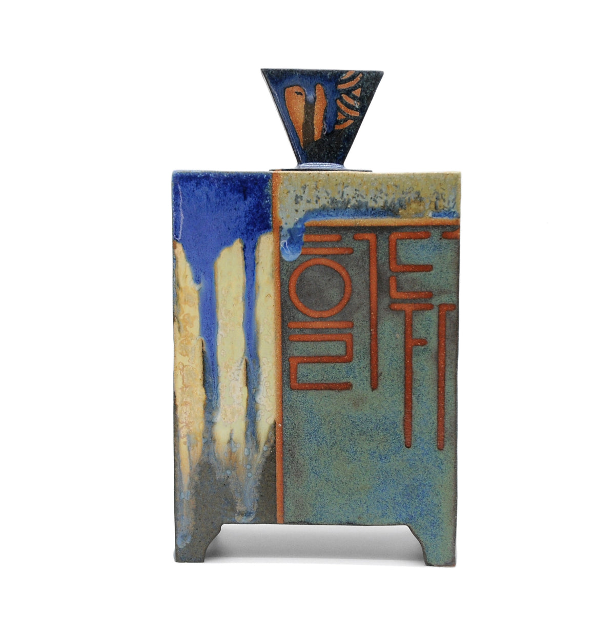 MK49 Bamboo Box with brass kintsugi By Miae Kim ceramics available at Padstow Gallery, Cornwall