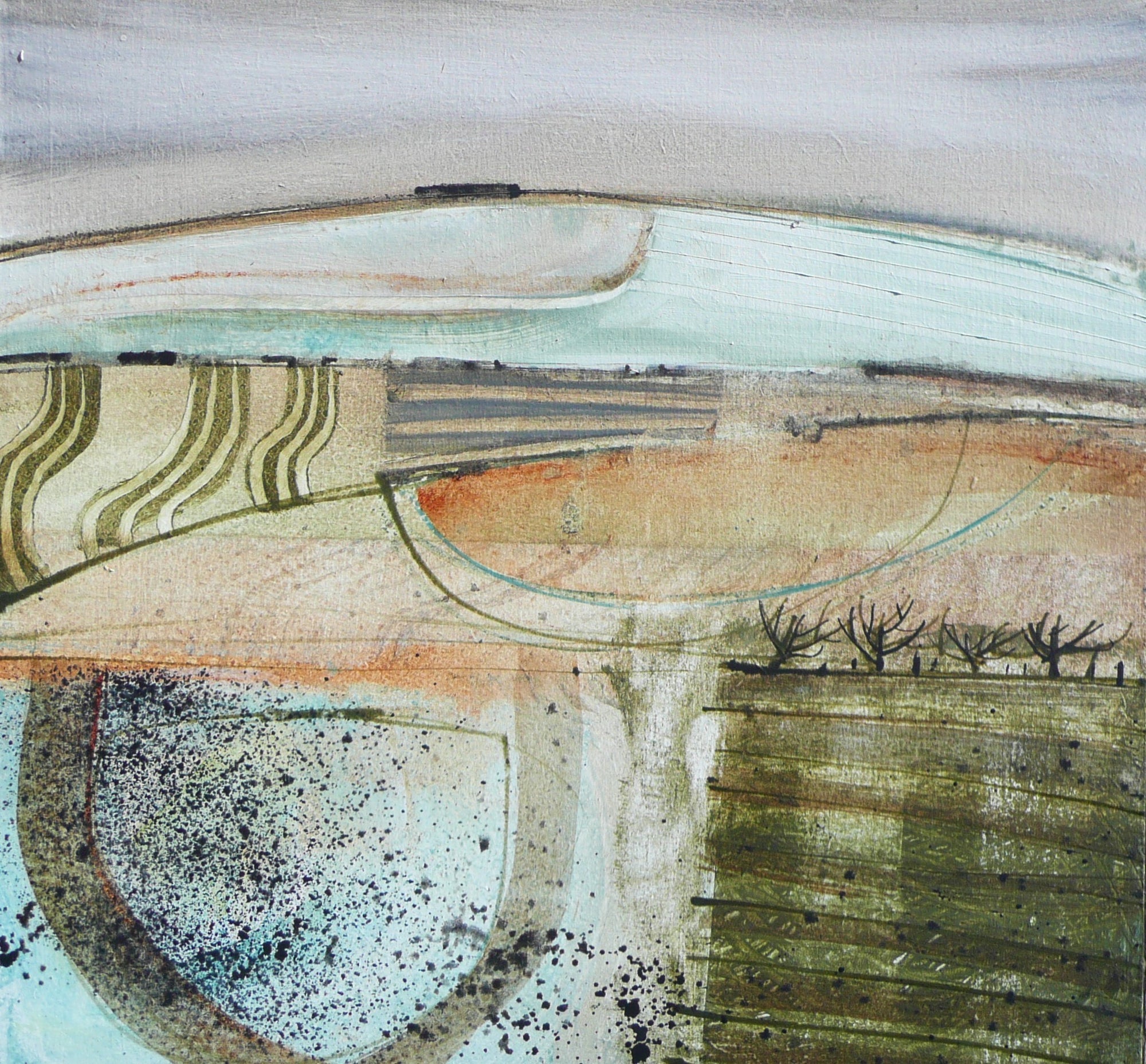 Ploughing the Land, oil on board, by Ruth Taylor, available at Padstow Gallery, Cornwall
