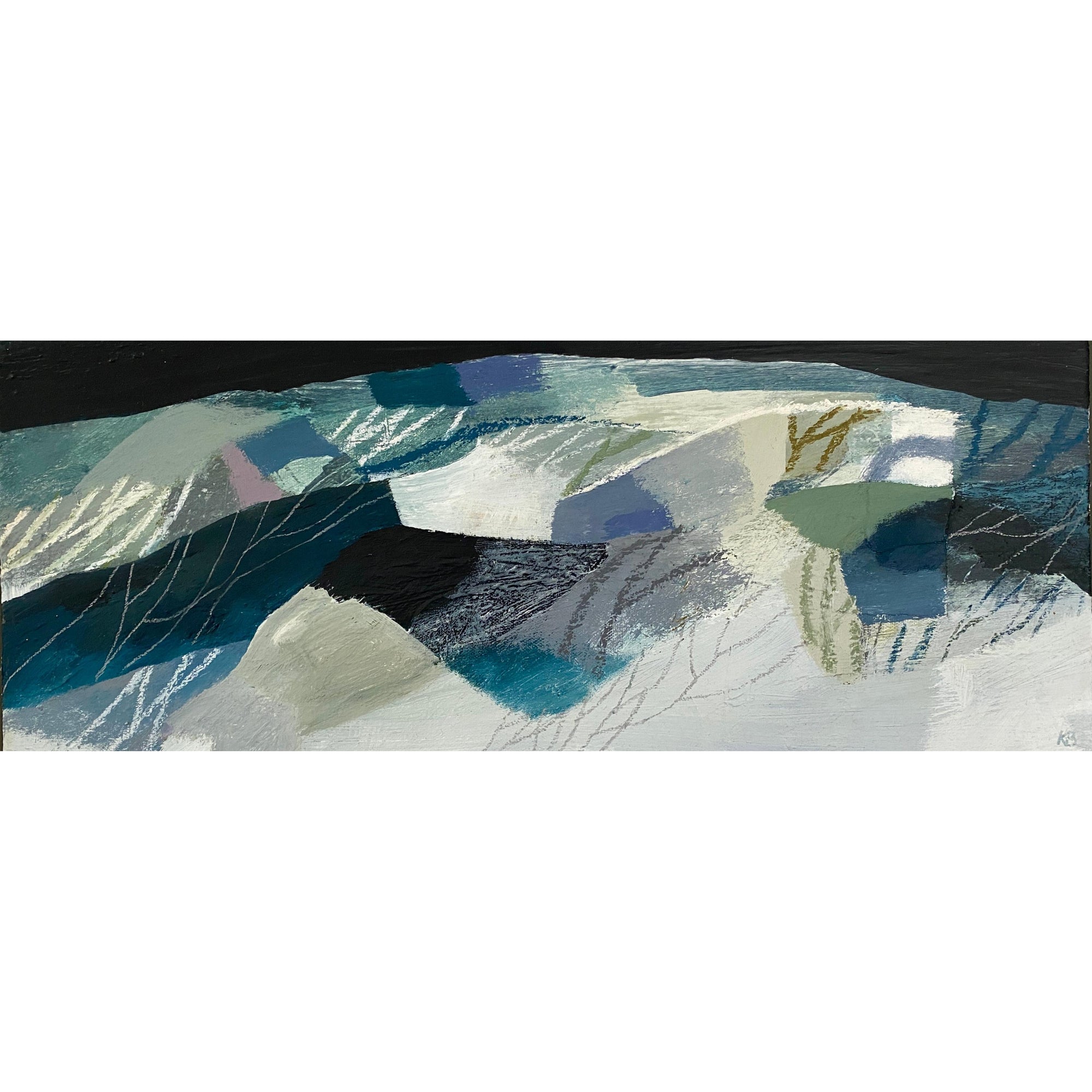 Gorse Hill 4, mixed media & collage by Karen Birchwood, available from Padstow Gallery, Cornwall