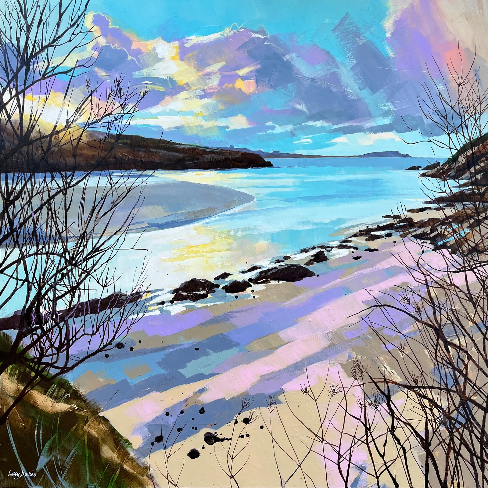Porth Beach by Lucy Davies available at Padstow Gallery, Cornwall