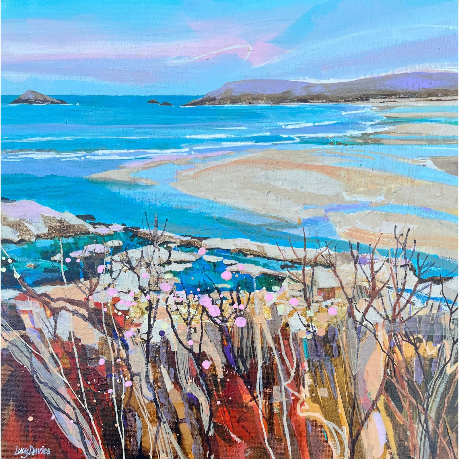Crantock Beach by Lucy Davies available at Padstow Gallery, Cornwall