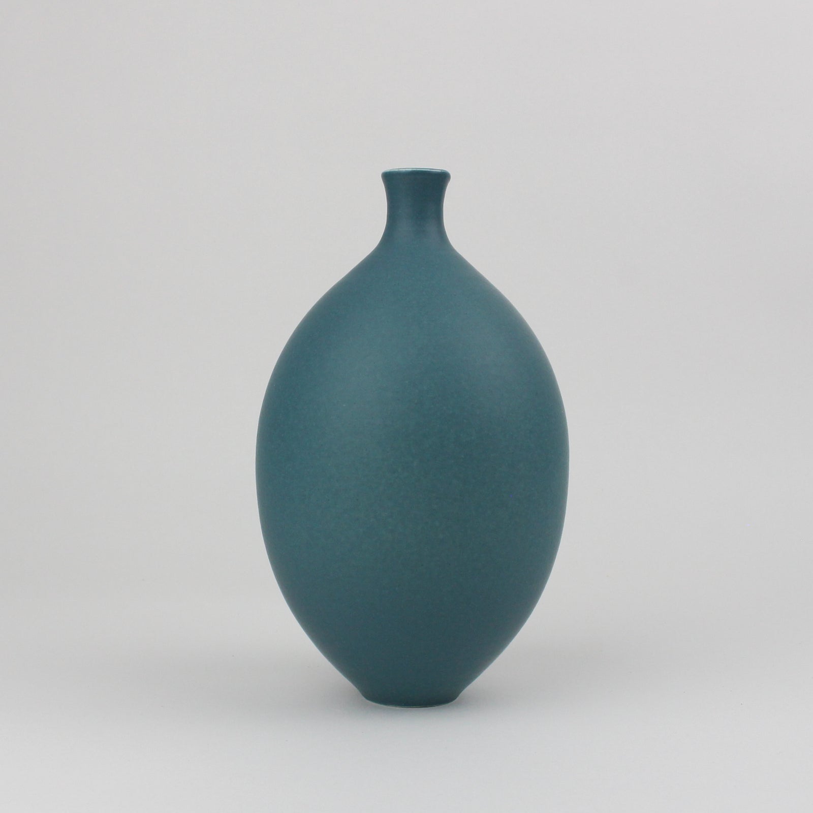 LB178 Teal Oval Vase by Lucy Burley, available at Padstow Gallery, Cornwall