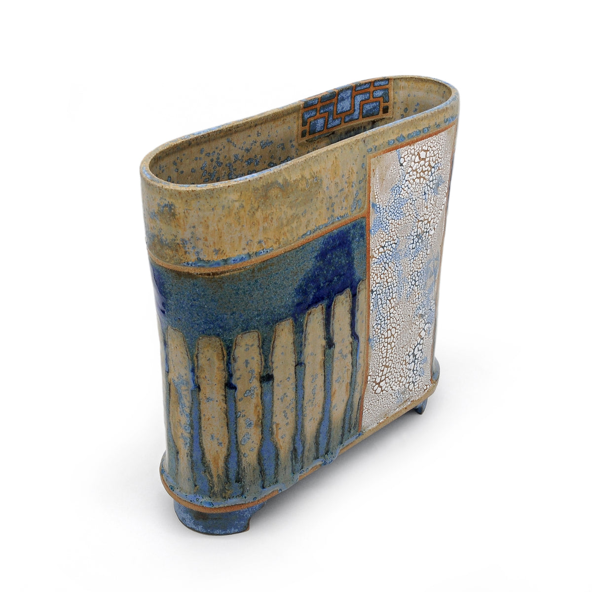 MK38 Oval Flower Vase by Miae Kim ceramics, available at Padstow Gallery, Cornwall