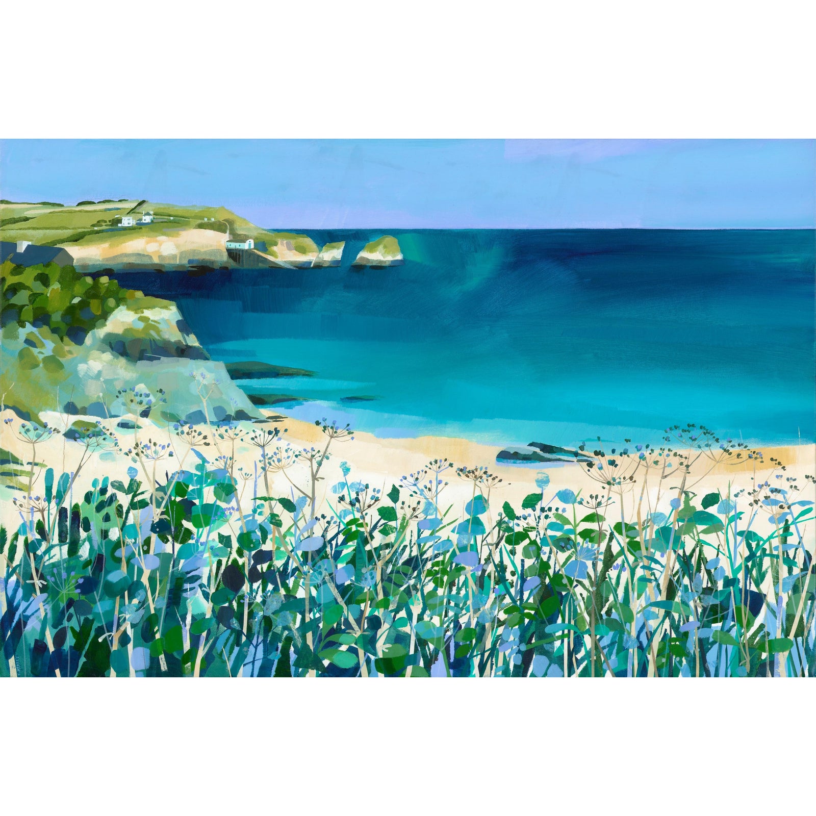 Mother Ivey's Bay, mixed media original by Claire Henley, available at Padstow Gallery, Cornwall