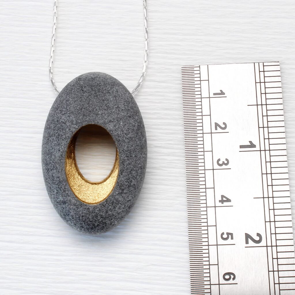 JDF8 Hollow Pebble Pendant by John and Dawn Field, available at Padstow Gallery, Cornwall