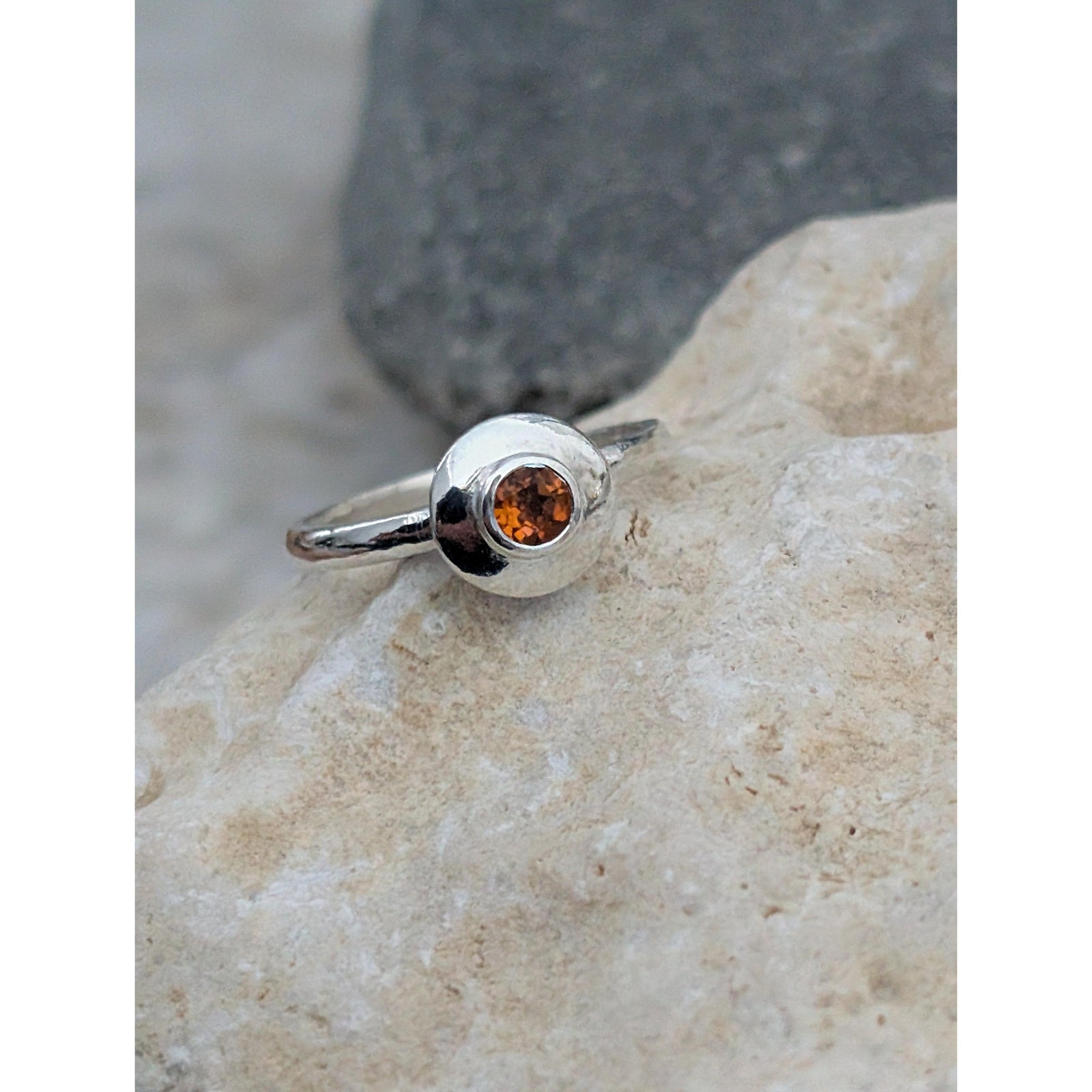SA R75 Silver Citrine Ring, Size M by Sandra Austin jewellery, available at Padstow Gallery, Cornwall