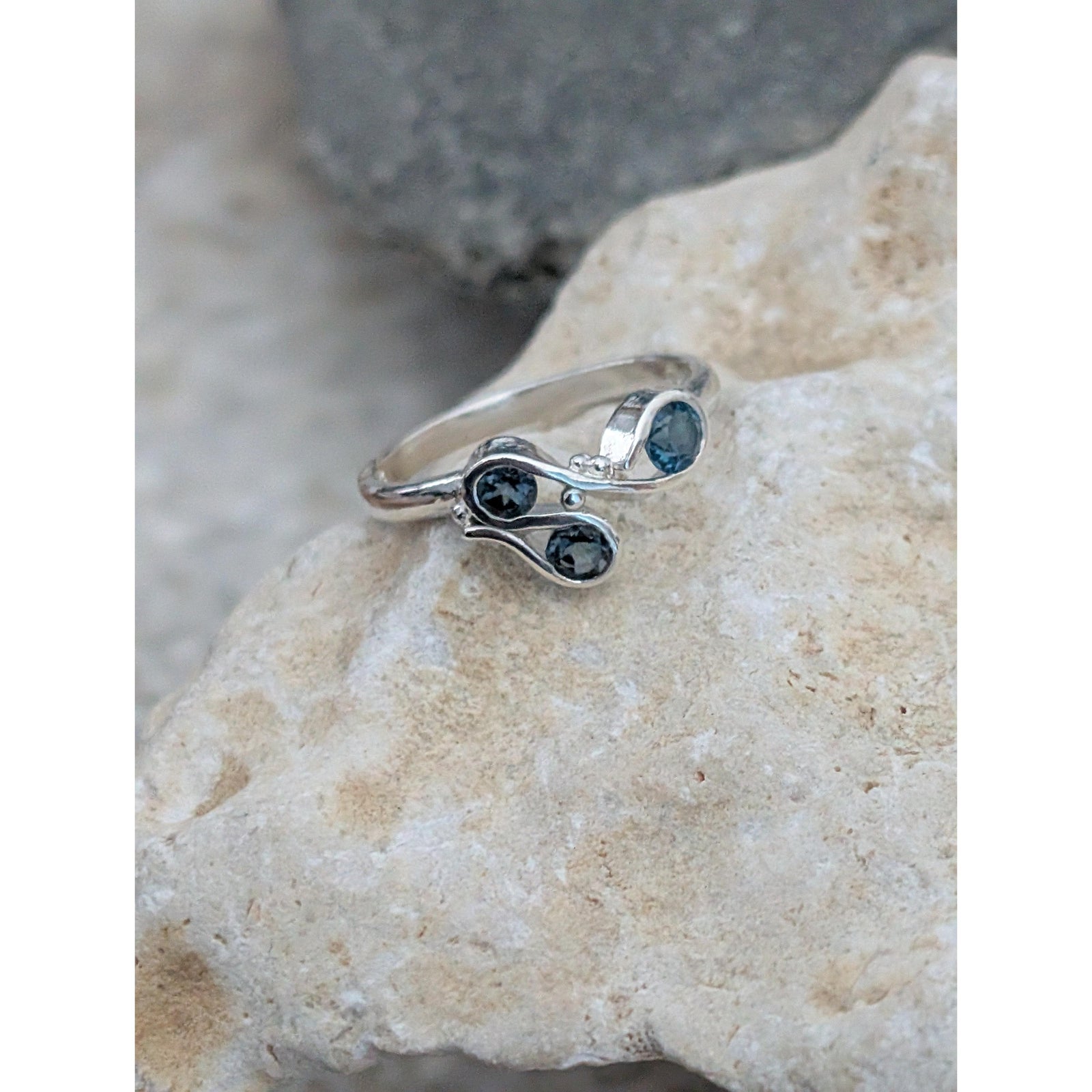 SA R78 London Blue Topaz Ring by Sandra Austin jewellery, available at Padstow Gallery, Cornwall