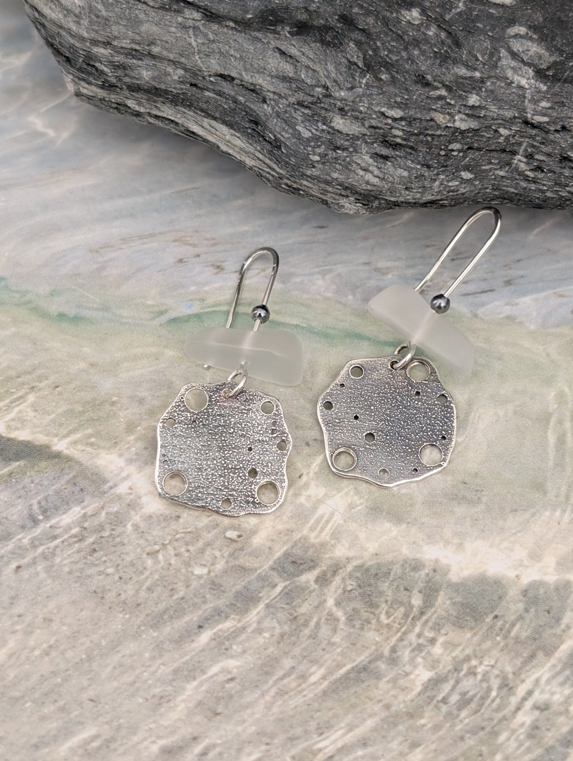Ea273 Silver Drop Earrings by Sandra Austin available at Padstow Gallery Cornwall