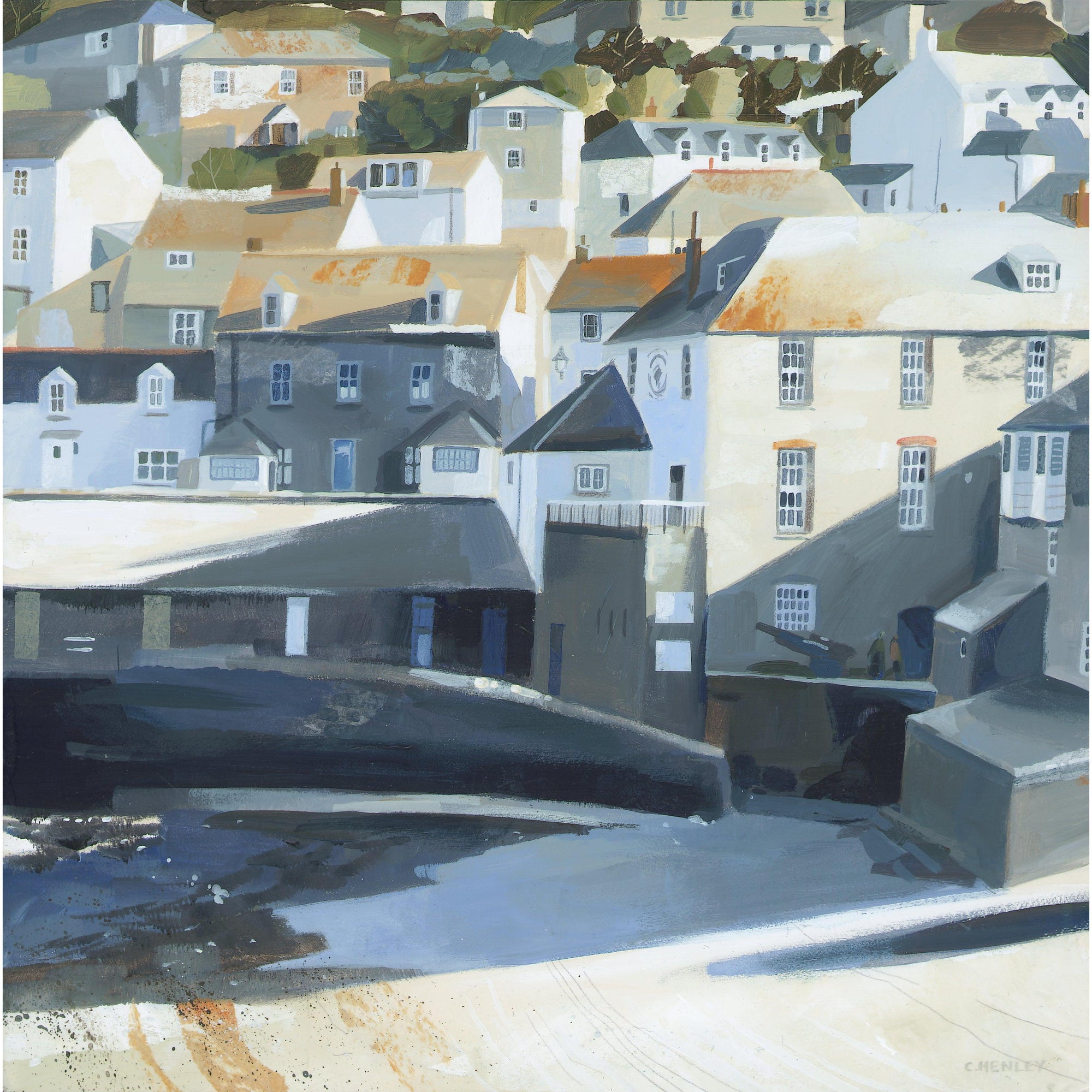 Sharp Shadows, Port Isaac, by Claire Henley, available at Padstow Gallery, Cornwall