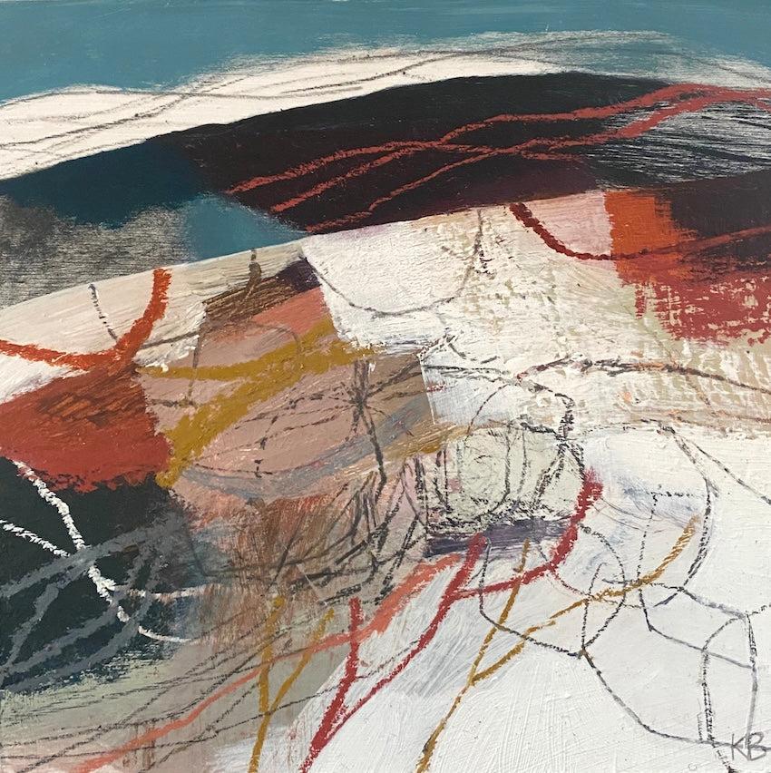 Stone Wall 2, mixed media &amp; collage by Karen Birchwood, available from Padstow Gallery, Cornwall