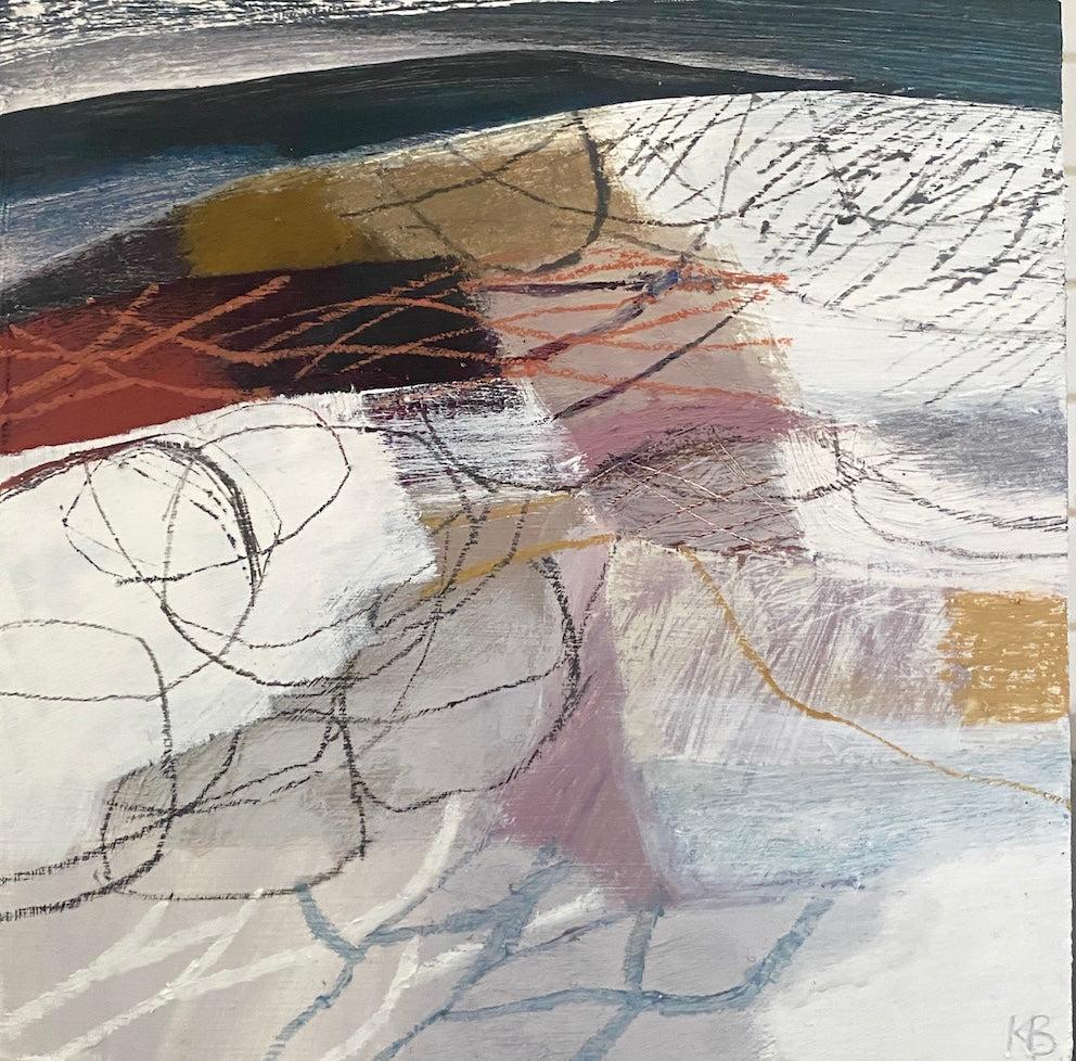Stone Wall 5, mixed media & collage by Karen Birchwood, available from Padstow Gallery, Cornwall