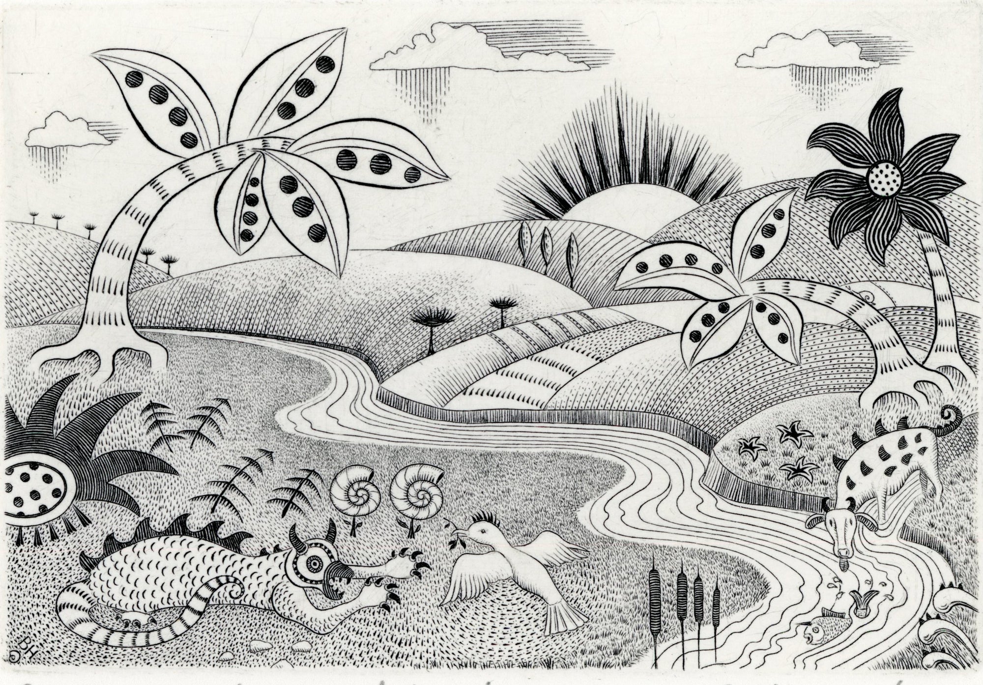Sunrise over Imagined Land by Brian Hanscomb available at Padstow Gallery Cornwall