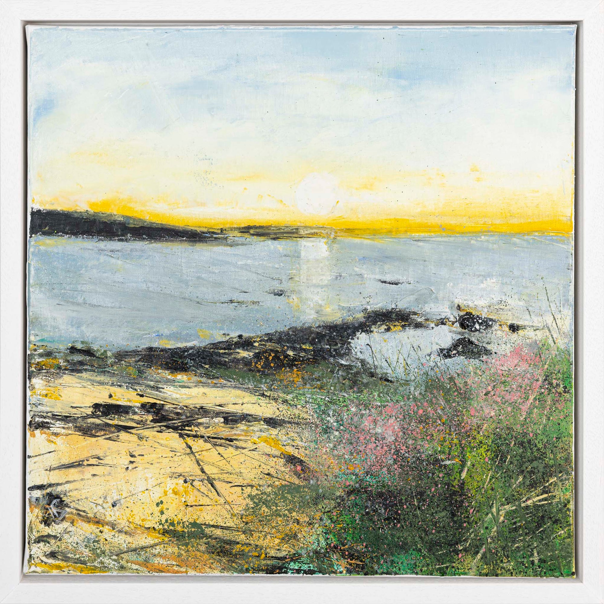 Sunset over Trevone Bay an oil original by Ian Rawnsley, available at Padstow Gallery, Cornwall