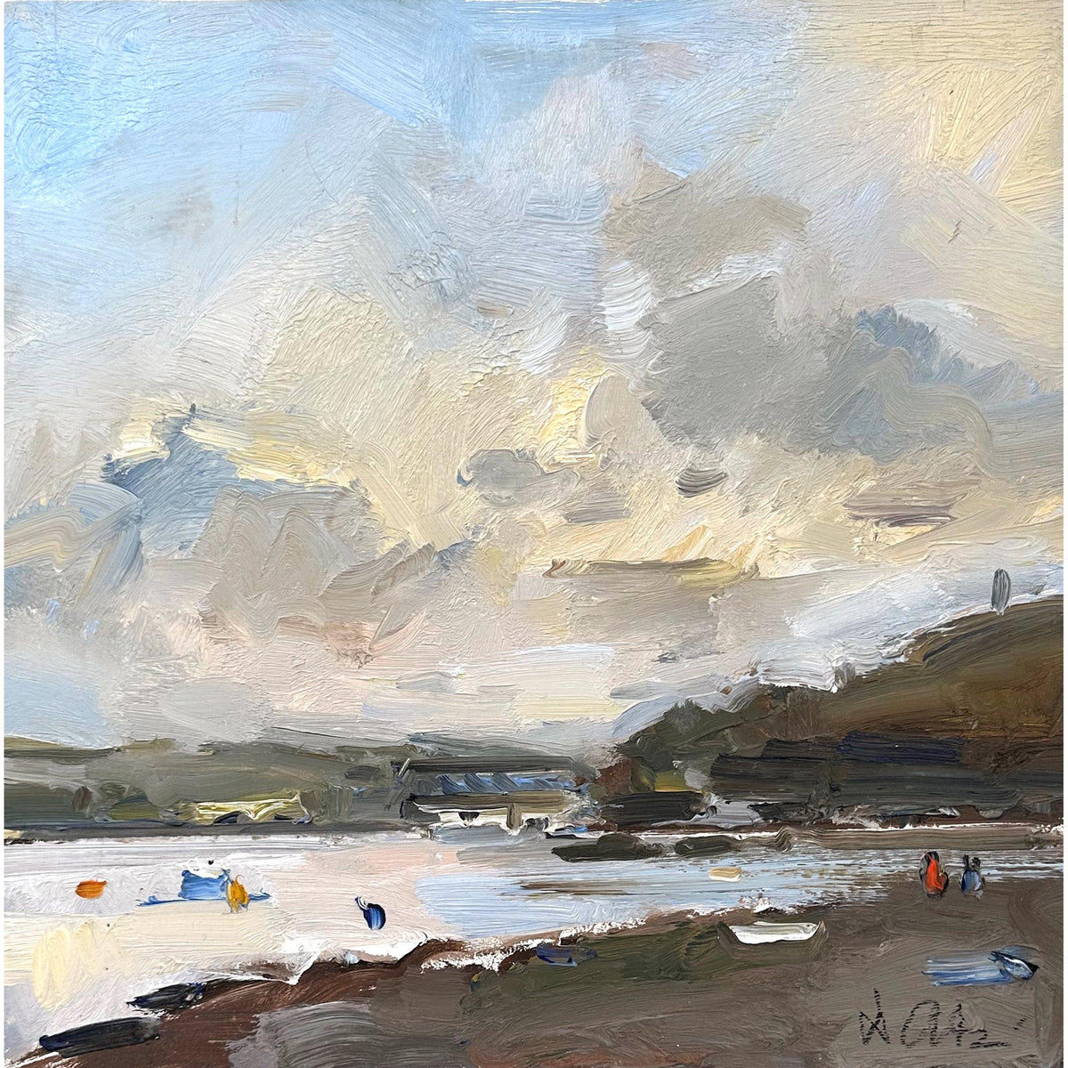 'The Bridge Over The Camel Estuary' oil on board original by David Atkins, available at Padstow Gallery, Cornwall