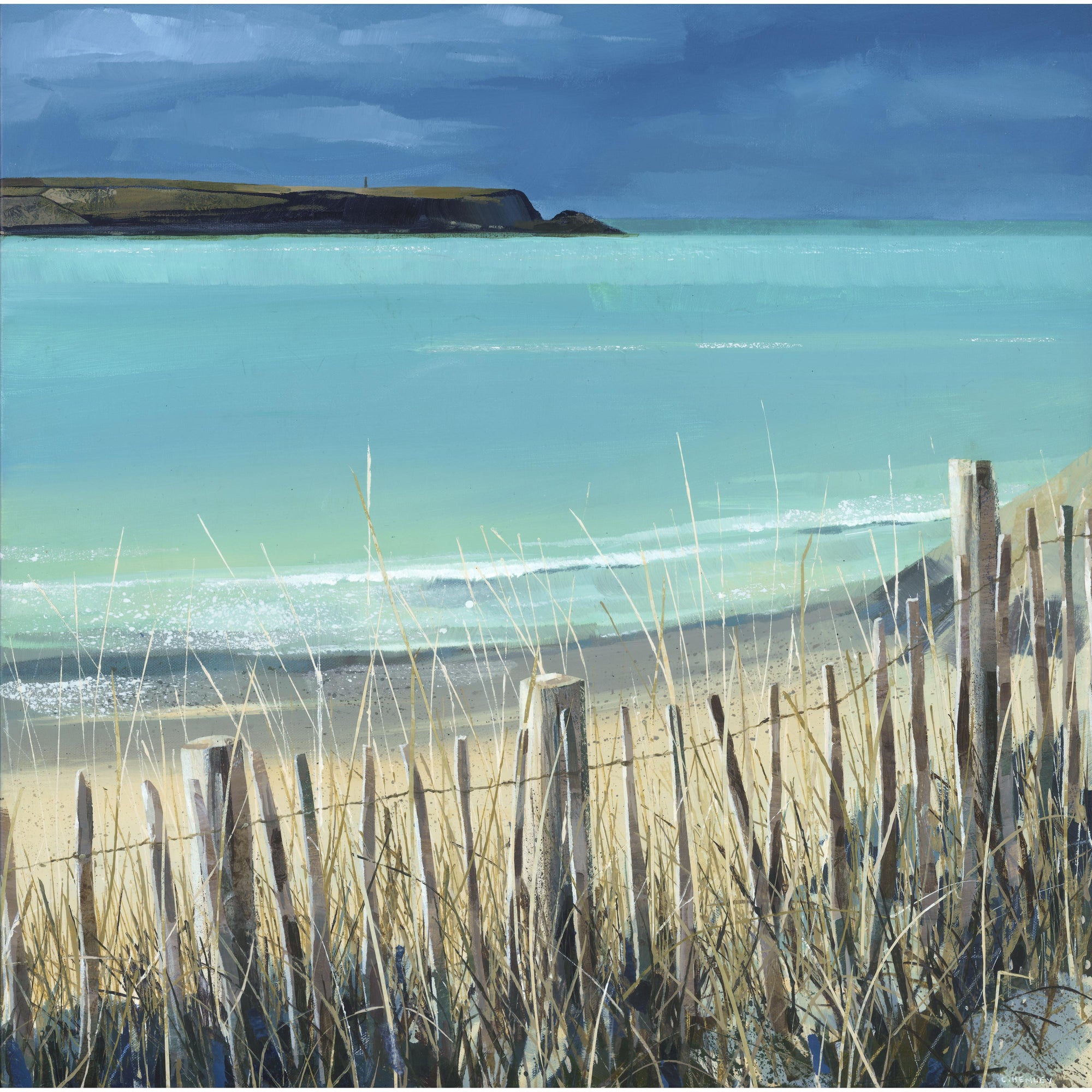 Wooden Fence, Camel Estuary, by Claire Henley, available at Padstow Gallery, Cornwall