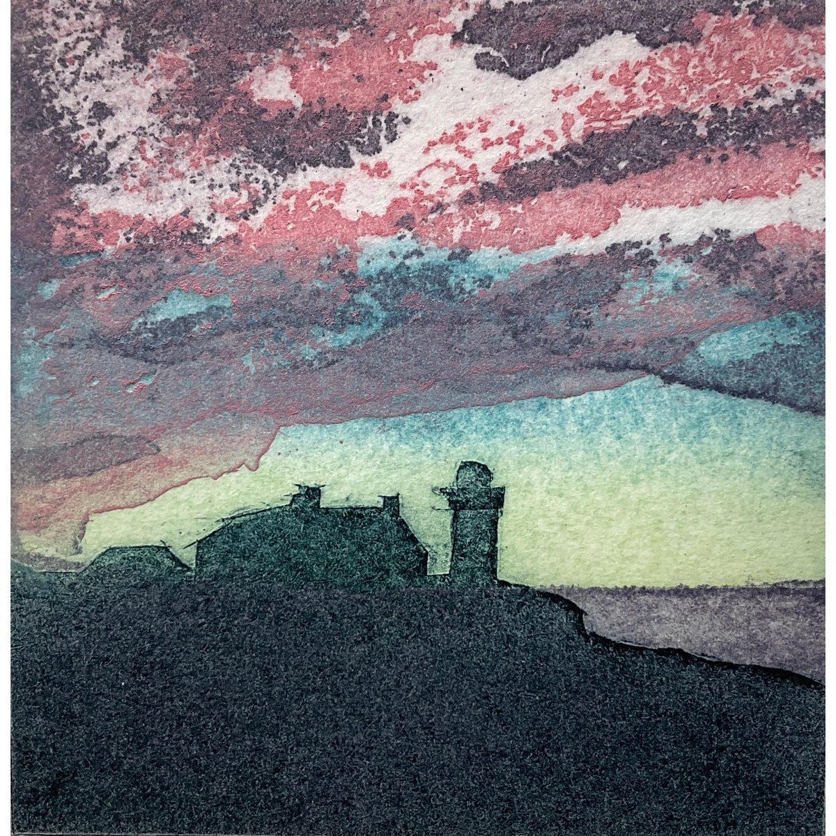 A New Light, limited edition collagraph  by Sarah Ross-Thompson available at Padstow Gallery, Cornwall