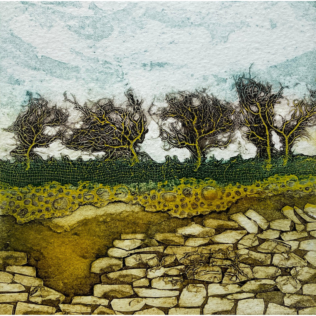 Come Hither, limited edition collagraph  by Sarah Ross-Thompson available at Padstow Gallery, Cornwall