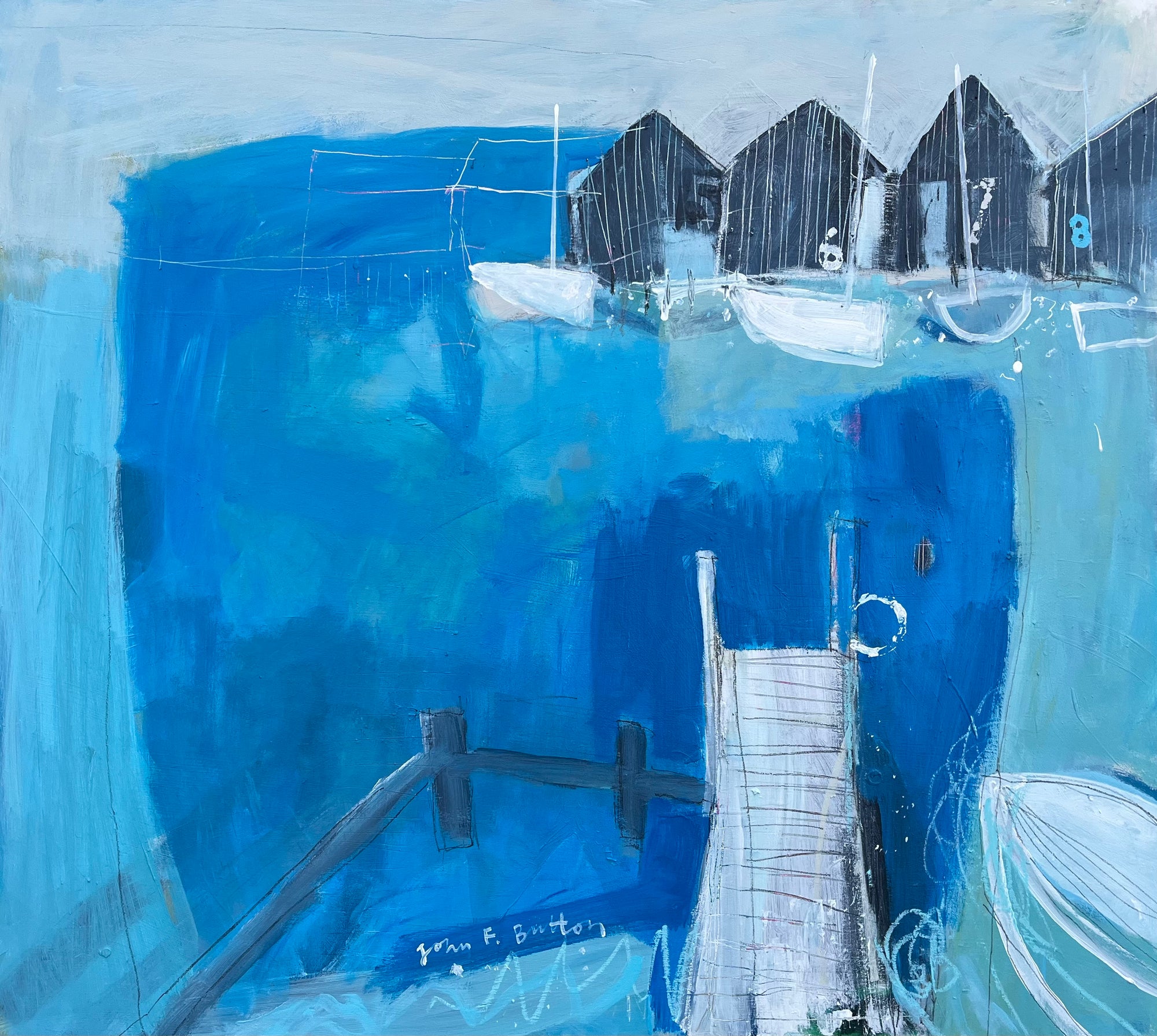 'Somewhere I can breathe' mixed media on board by John Button, available at Padstow Gallery, Cornwall