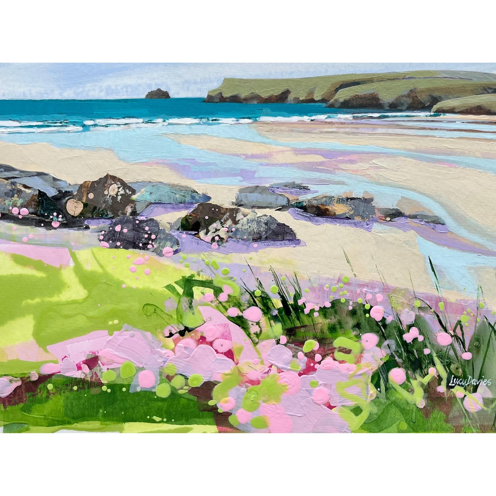 Polzeath by Lucy Davies available at Padstow Gallery, Cornwall