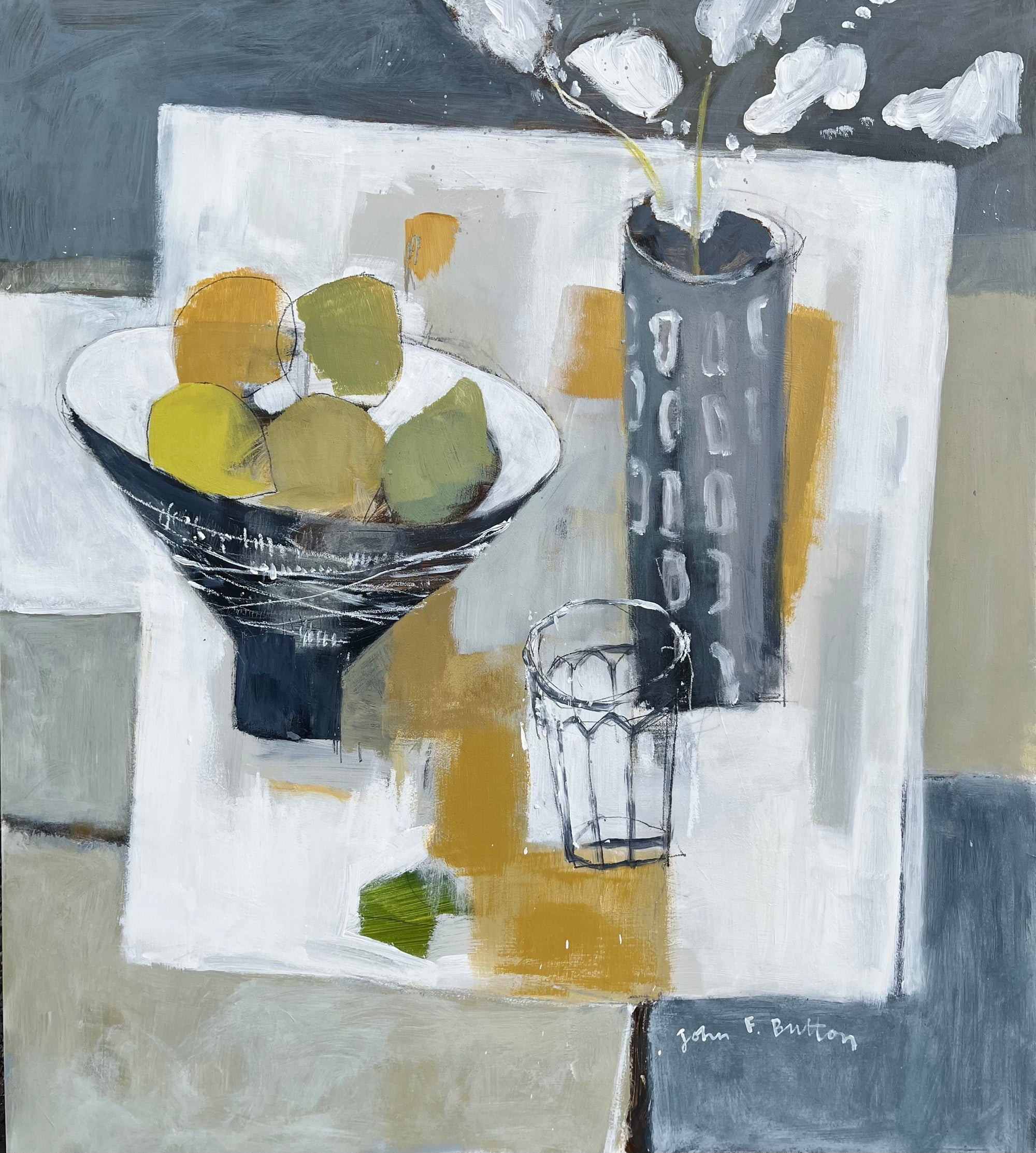 'Something understood' mixed media on board by John Button, available at Padstow Gallery, Cornwa