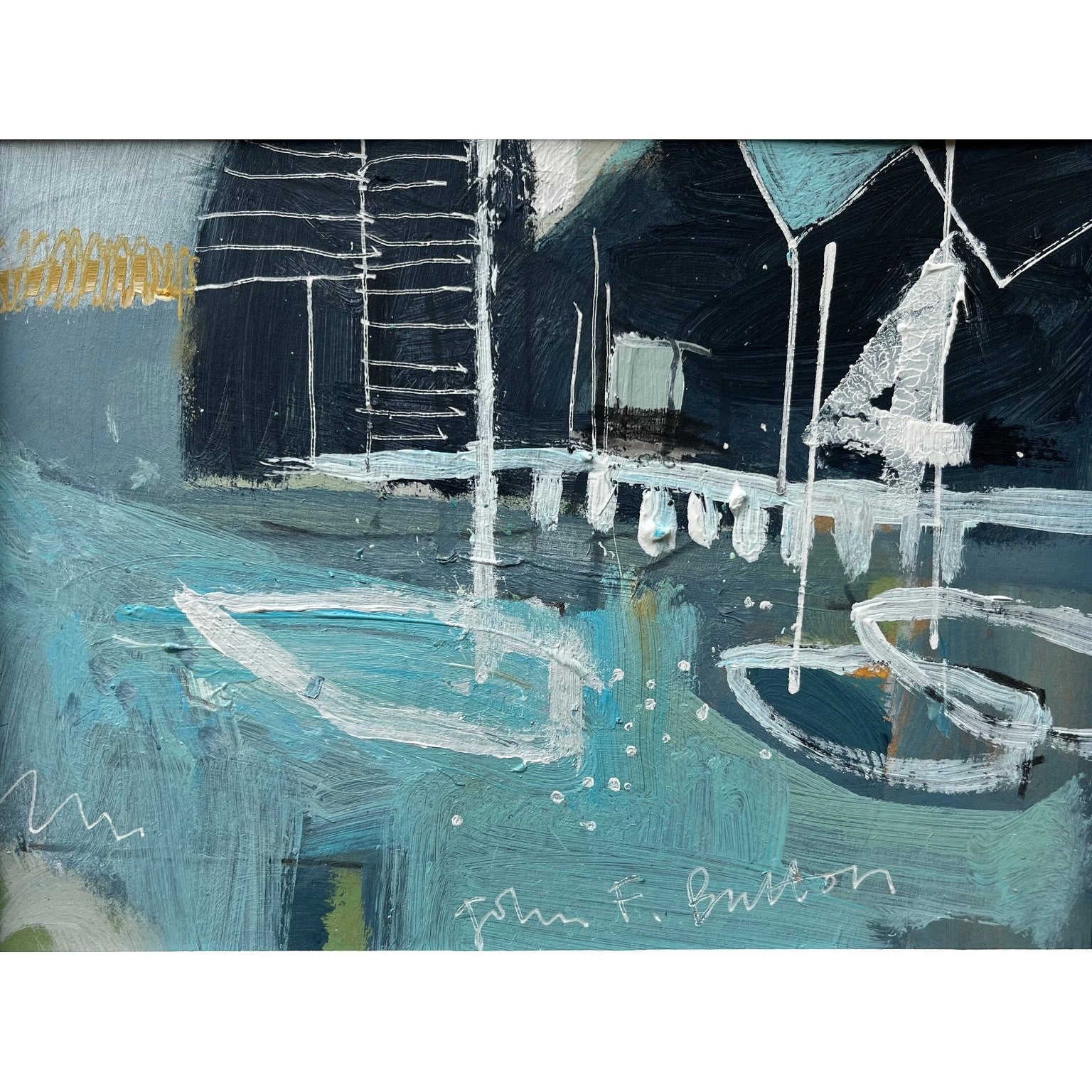 'JB04 Coastal Study' acrylic and pencil original painting, by John Button, available at Padstow Gallery, Cornwall