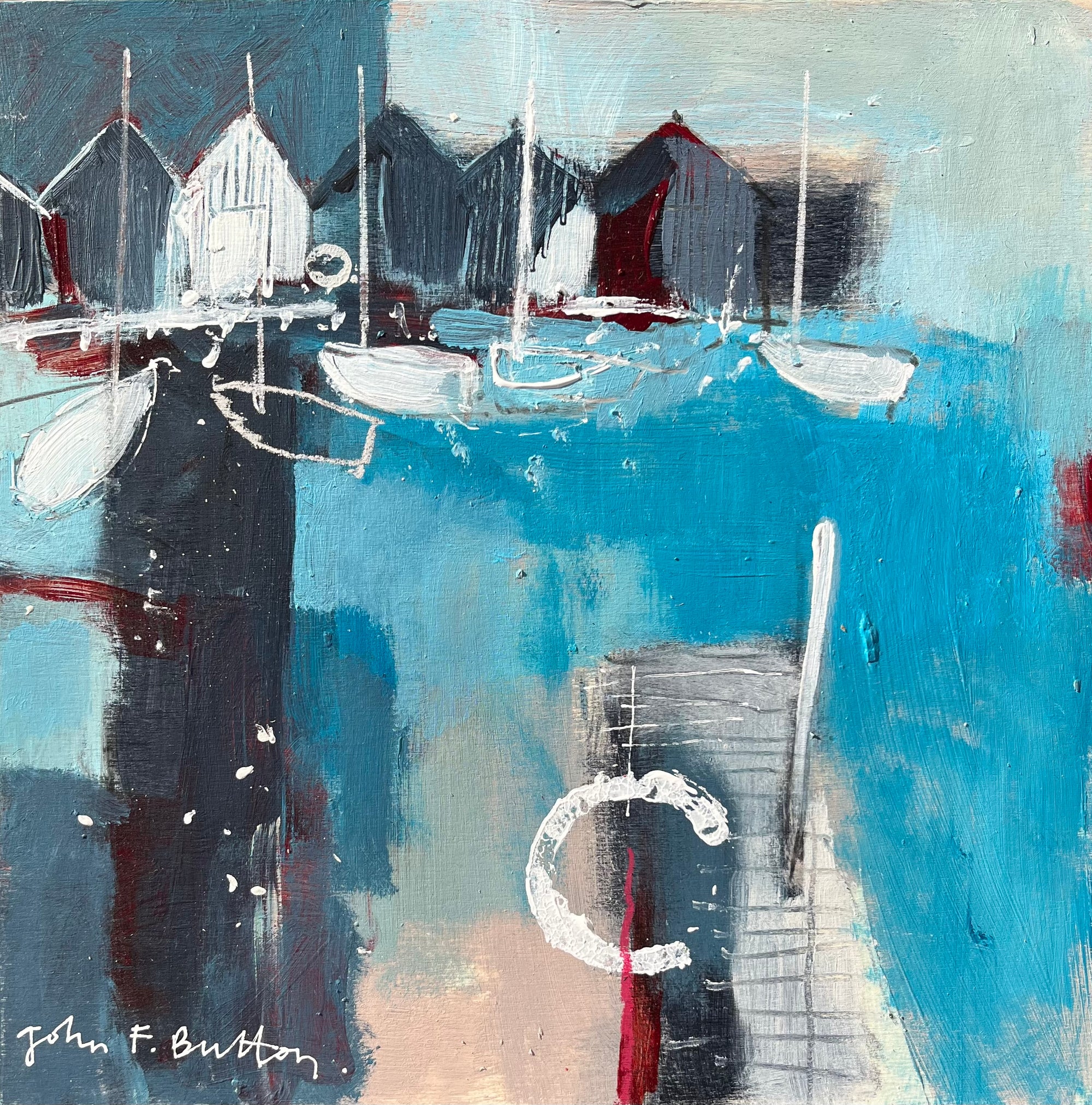 'Nocturne' mixed media on board by John Button, available at Padstow Gallery, Cornwall