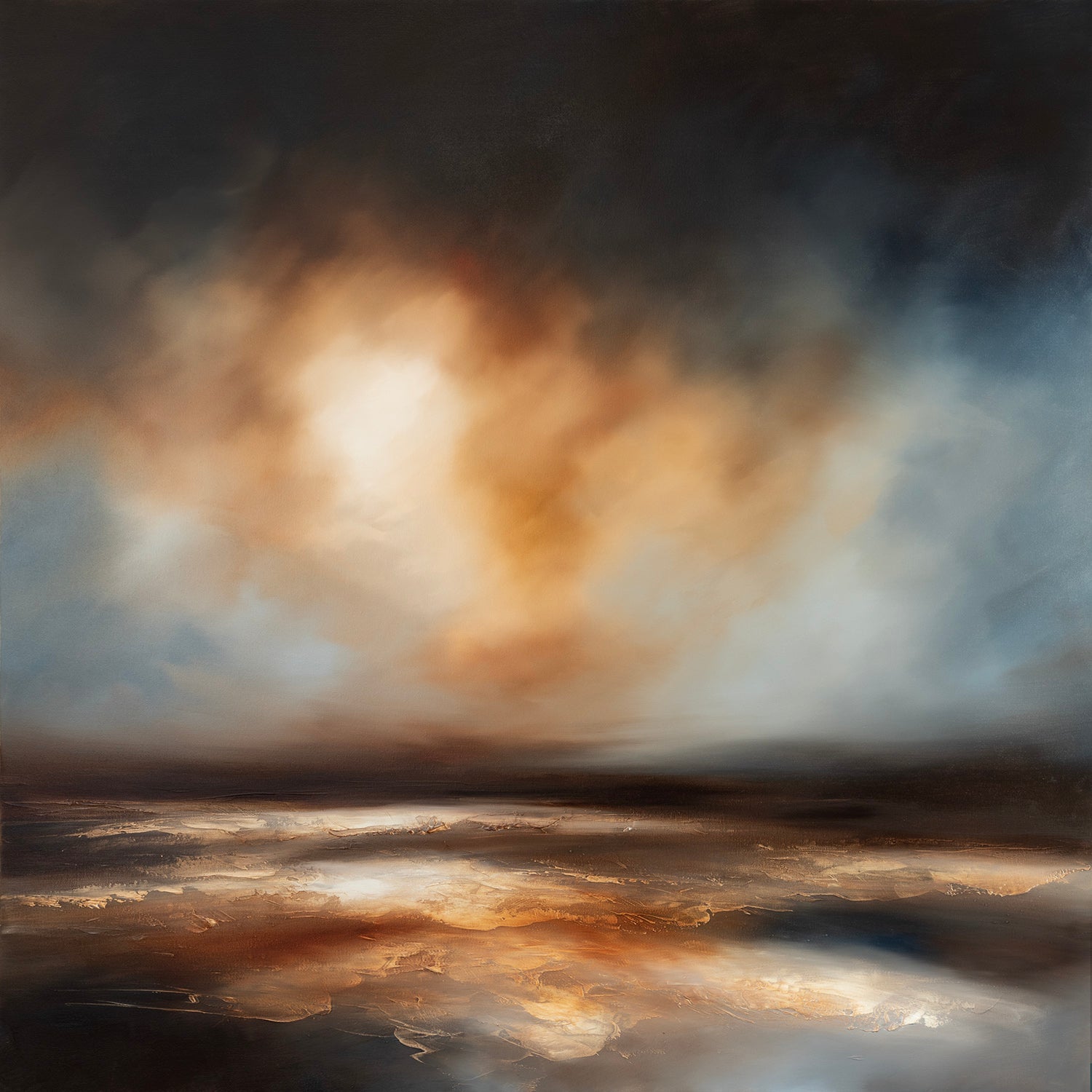 Dawn Seas, oil on canvas, by Paul Bennett, available from Padstow Gallery, Cornwall