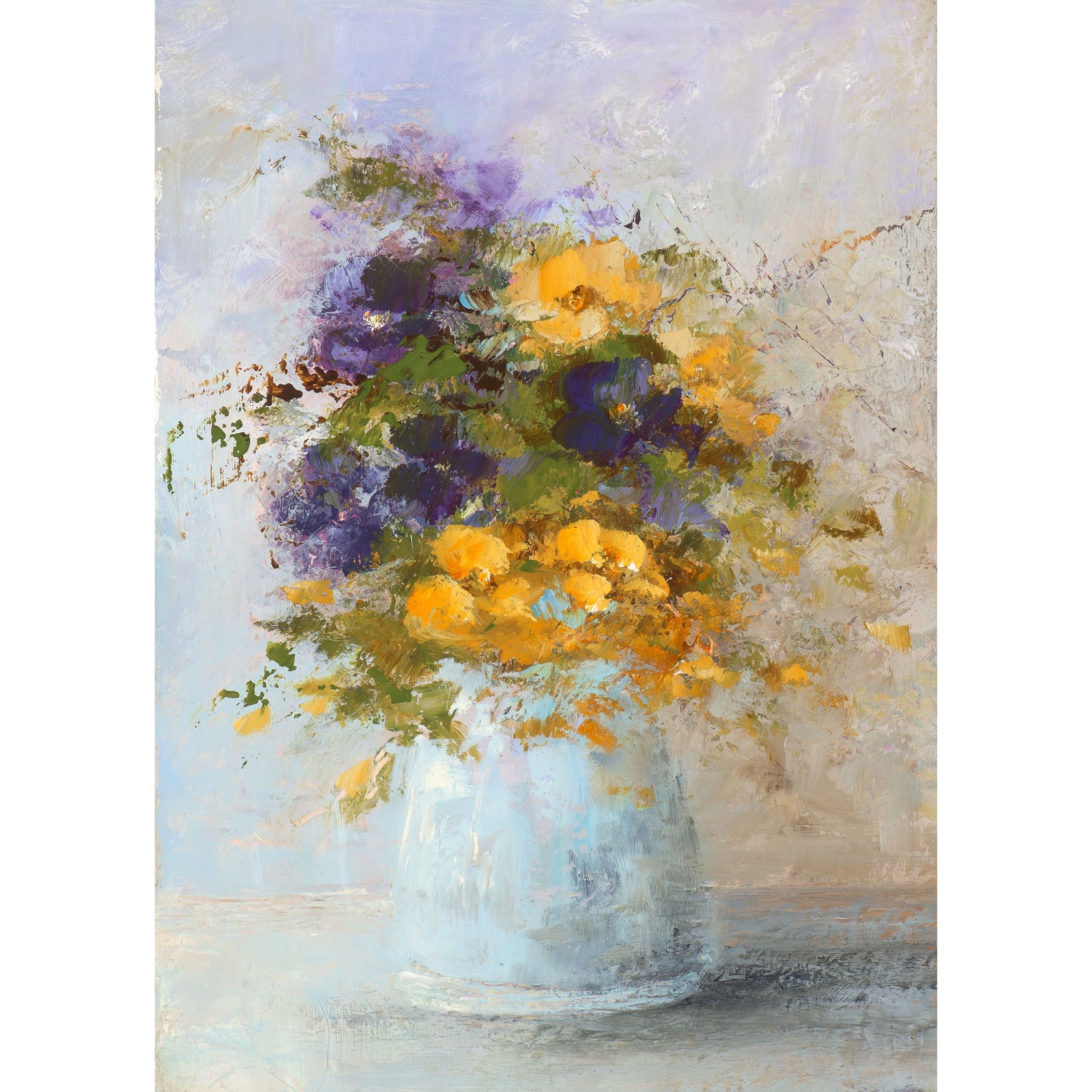 'Pansies From The Studio Garden' oil on canvas original by Amanda Hoskin, available at Padstow Gallery, Cornwall