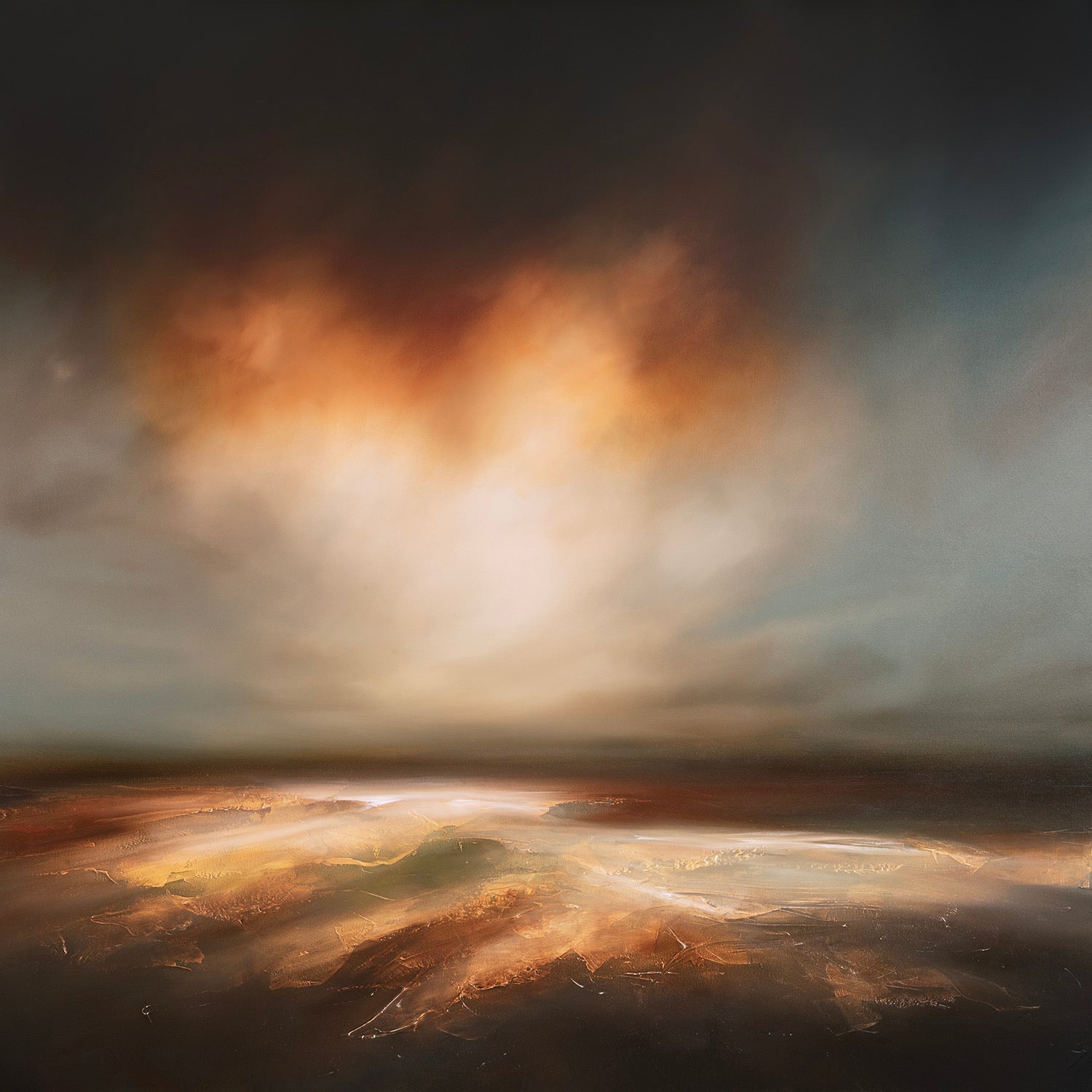 'Dawn Storm' oil on canvas by Paul Bennett, available at Padstow Gallery, Cornwall