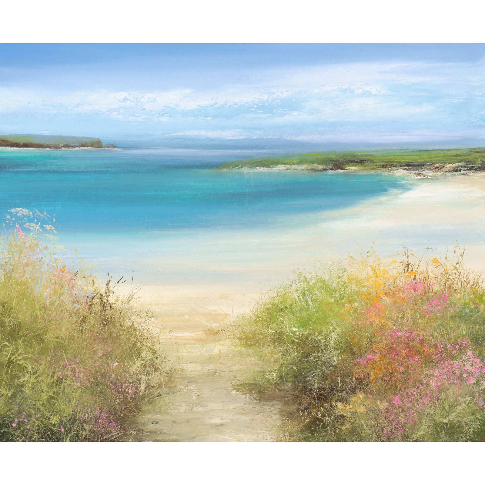 'A Turquoise Tide At Daymer Bay' oil on paper original by Amanda Hoskin, available at Padstow Gallery, Cornwall