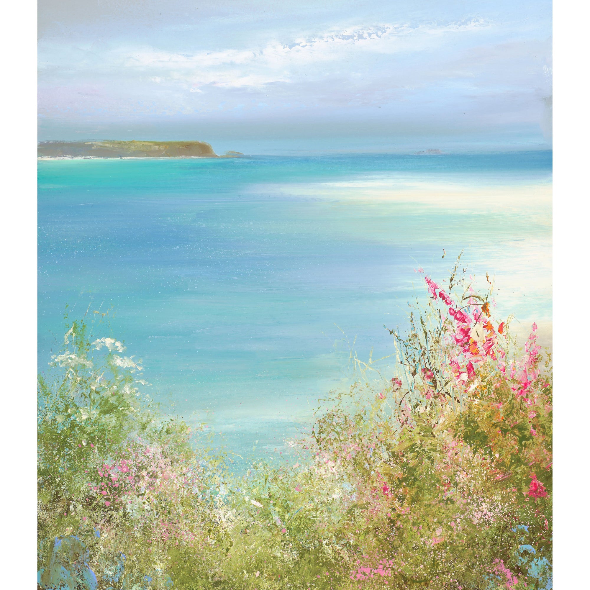 'Summer Flowers At Daymer Bay' oil on paper original by Amanda Hoskin, available at Padstow Gallery, Cornwall