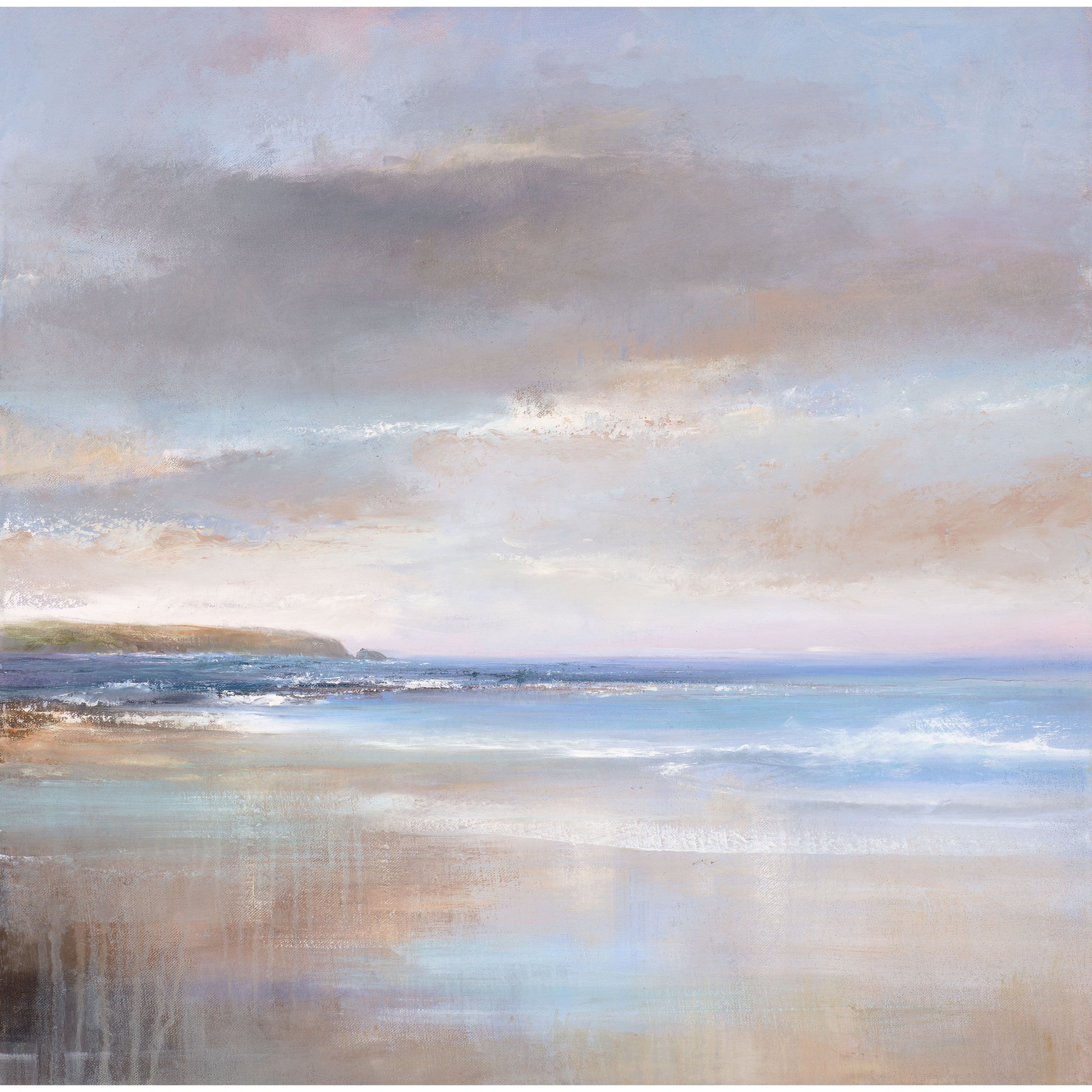 'Gentle Tide, Daymer Bay' oil on canvas original by Amanda Hoskin, available at Padstow Gallery, Cornwall