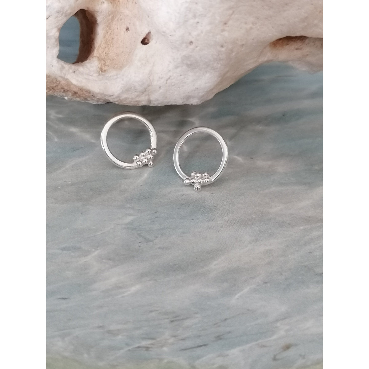 SA Ea121 Silver hoop stud earrings&#39; by Sandra Austin jewellery, available at Padstow Gallery, Cornwall