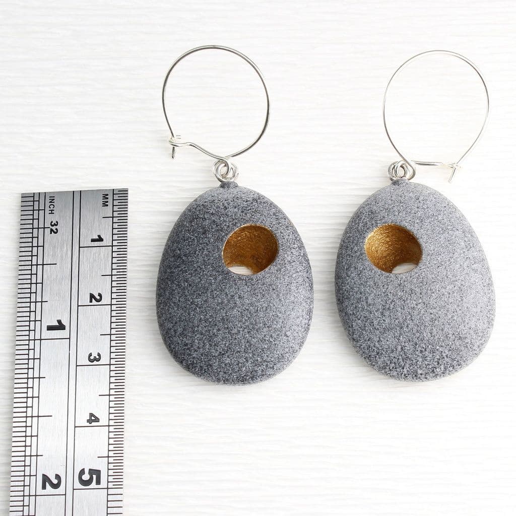 Hole Pebble Earrings by John and Dawn Field, available at Padstow Gallery, Cornwall