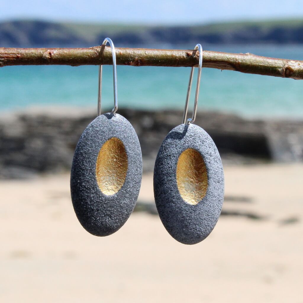 JDF10 Hepworth Pebble Earrings by John and Dawn Field, available at Padstow Gallery, Cornwall