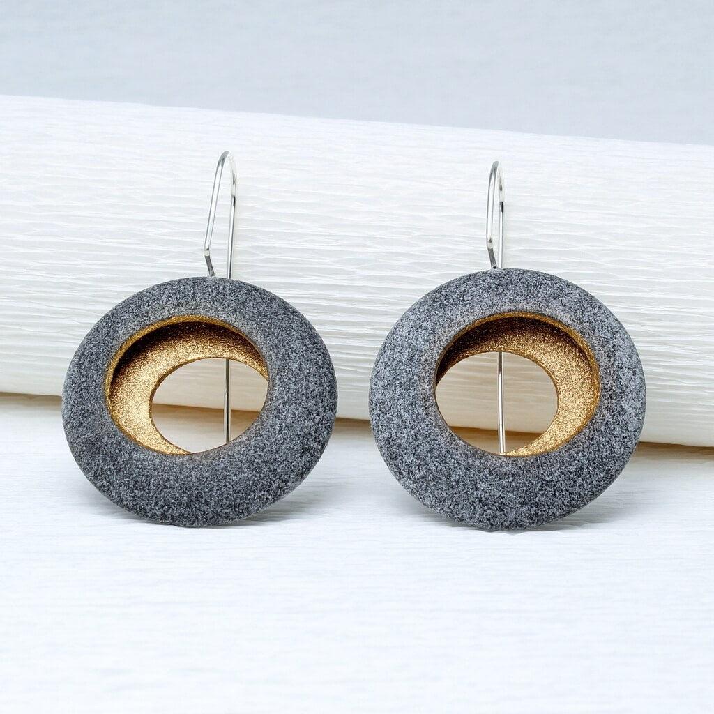 JDF2 Round Pebble Earrings by John and Dawn Field, available at Padstow Gallery, Cornwall